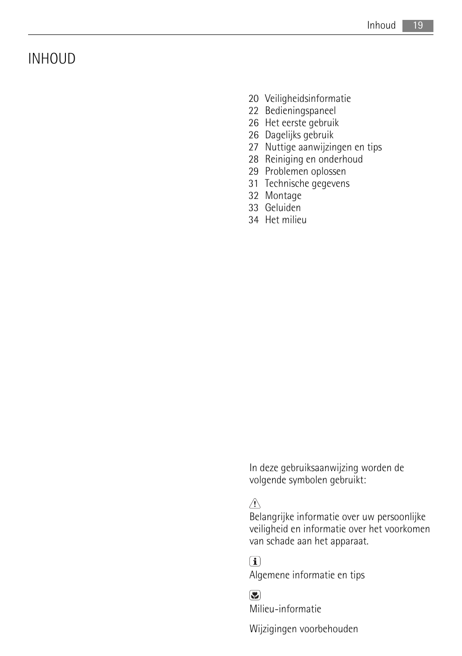 Inhoud | AEG SKS81000F0 User Manual | Page 19 / 92