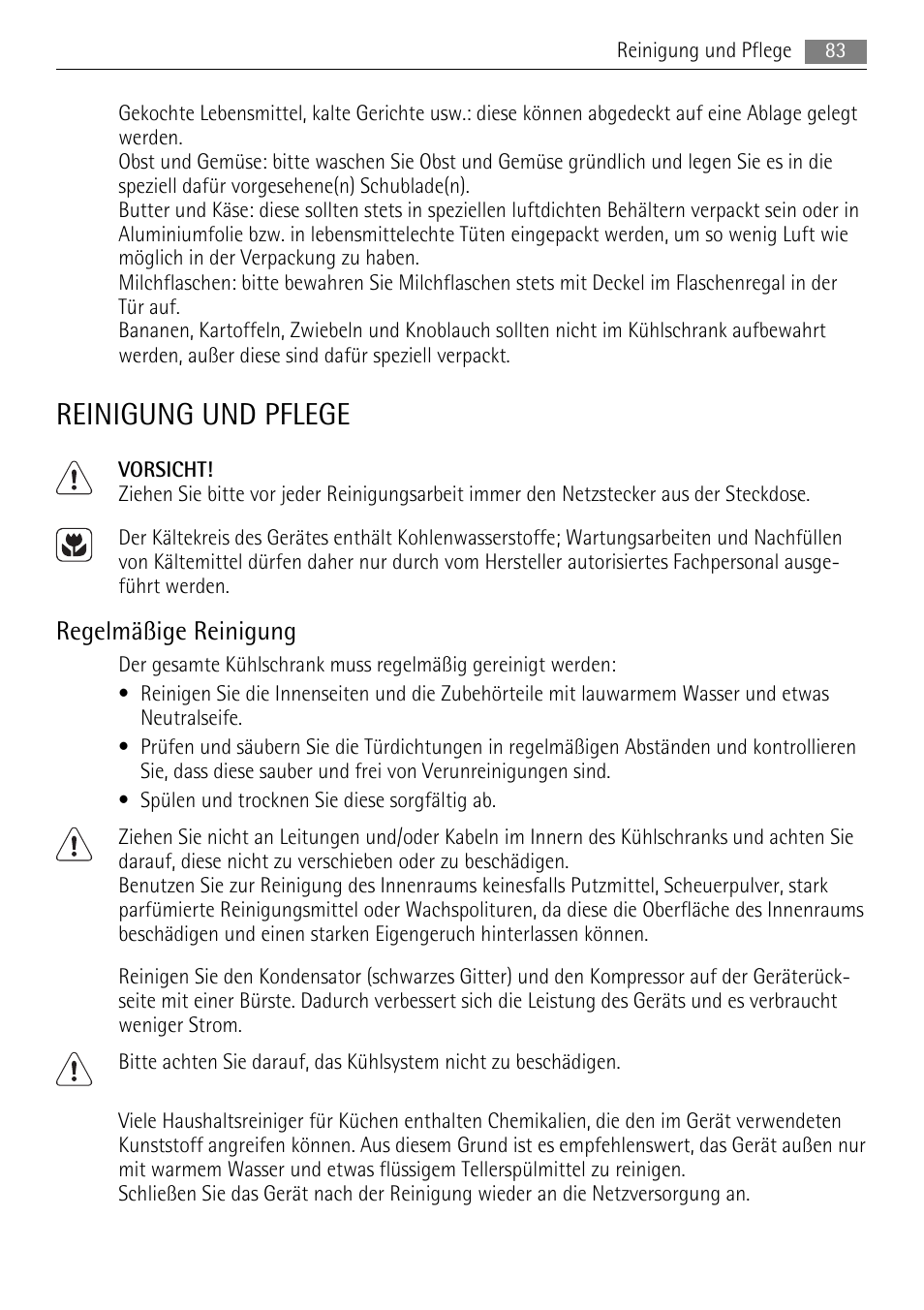 Reinigung und pflege, Regelmäßige reinigung | AEG SKS81000F0 User Manual | Page 83 / 92