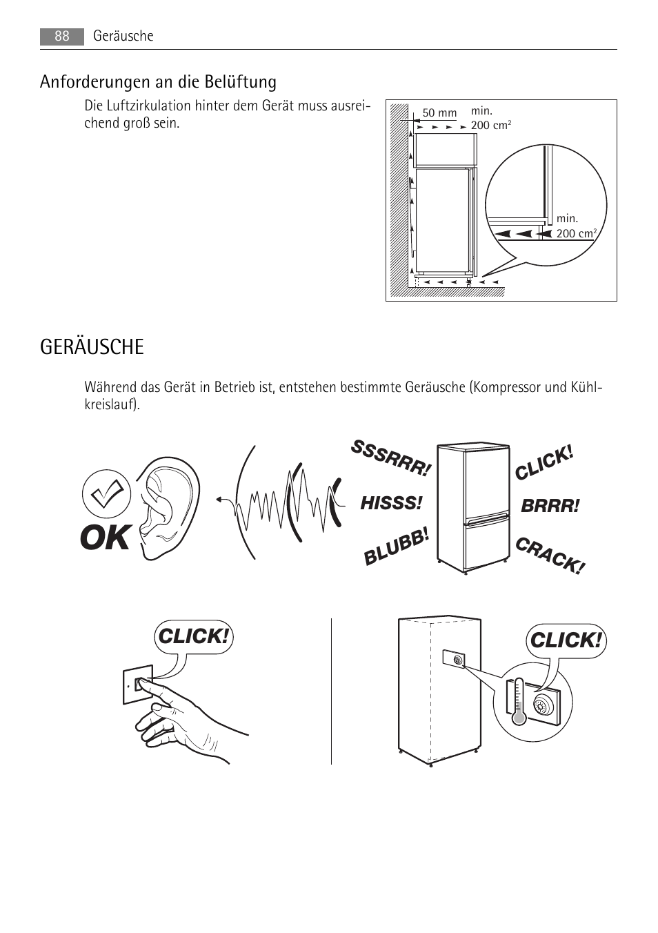 Geräusche, Click | AEG SKS81000F0 User Manual | Page 88 / 92