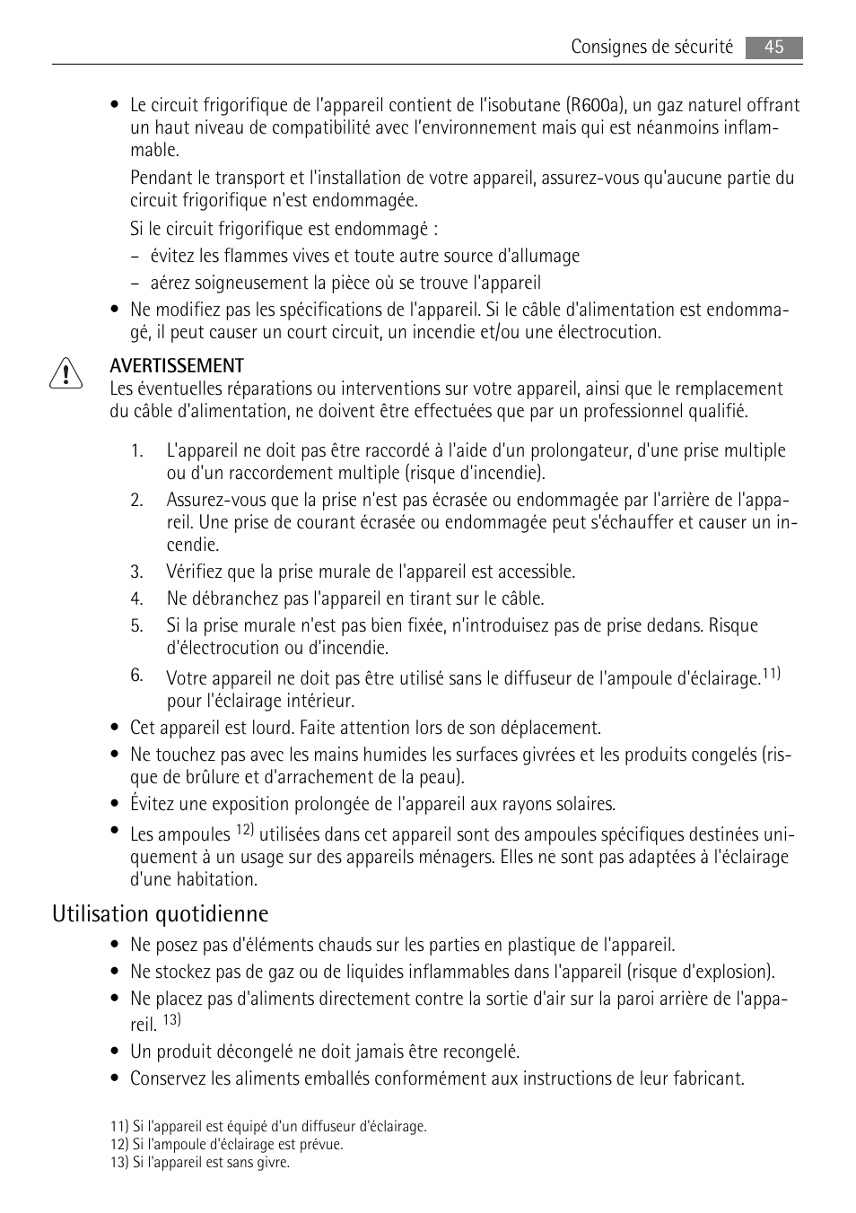 Utilisation quotidienne | AEG SKS68848F0 User Manual | Page 45 / 84