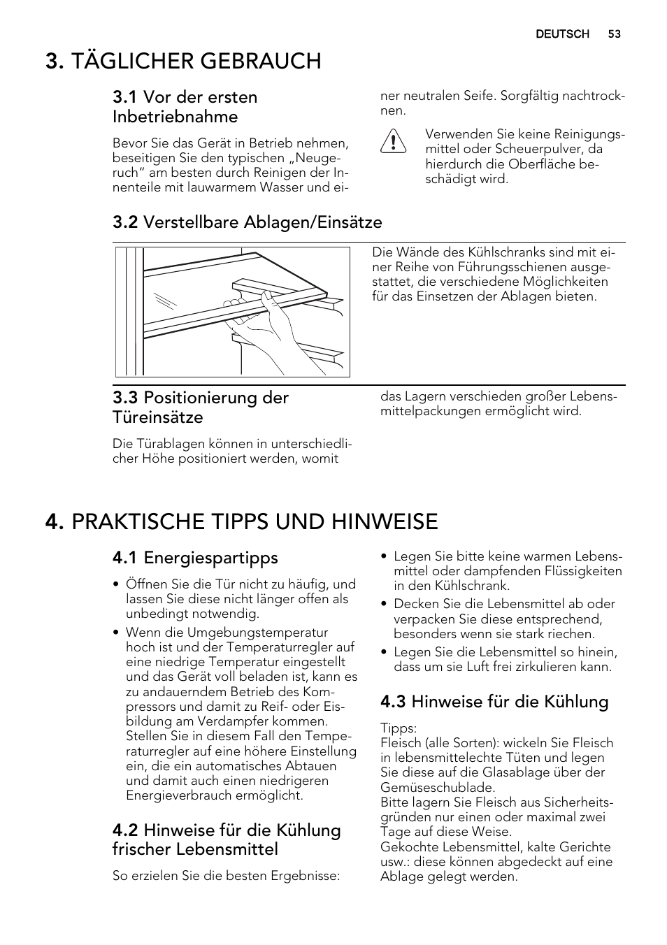 Täglicher gebrauch, Praktische tipps und hinweise | AEG SKS51000S0 User Manual | Page 53 / 84