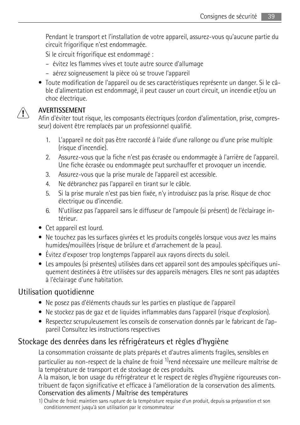 Utilisation quotidienne | AEG SKS48840S0 User Manual | Page 39 / 76