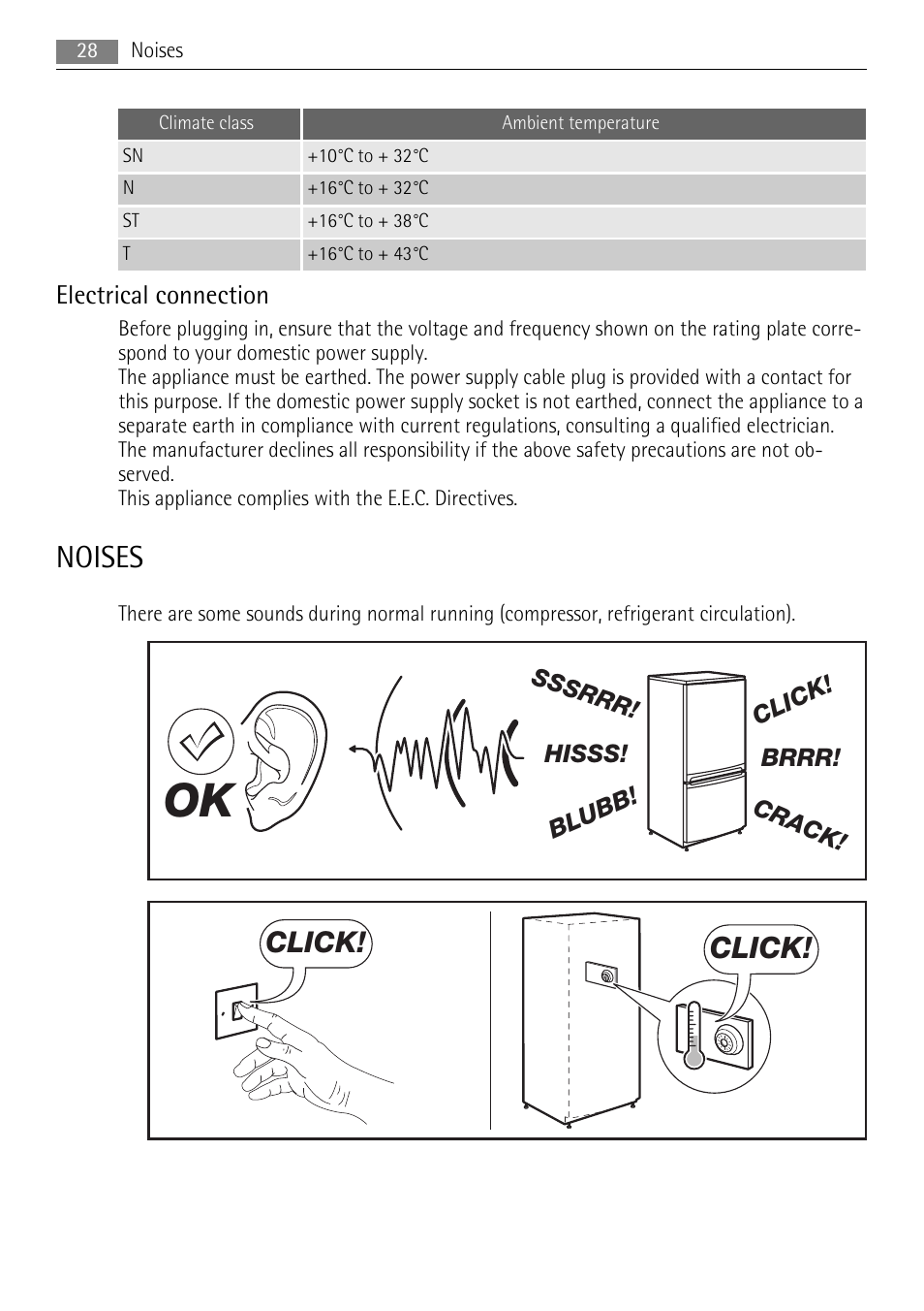 Noises, Click | AEG SKS48800S0 User Manual | Page 28 / 64