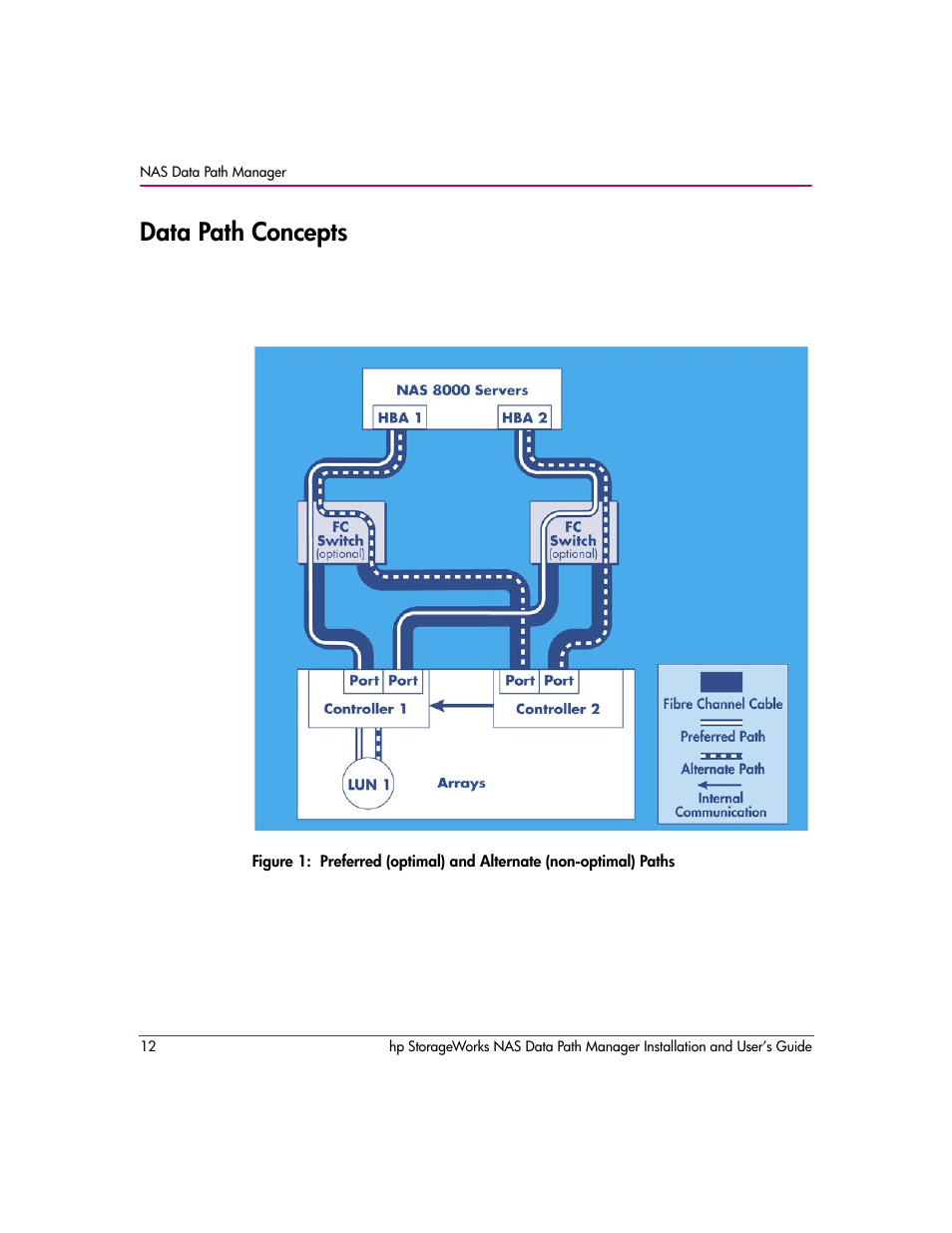 Data path concepts, Data path, Concepts | HP StorageWorks NAS Data Path Manager Software User Manual | Page 12 / 42