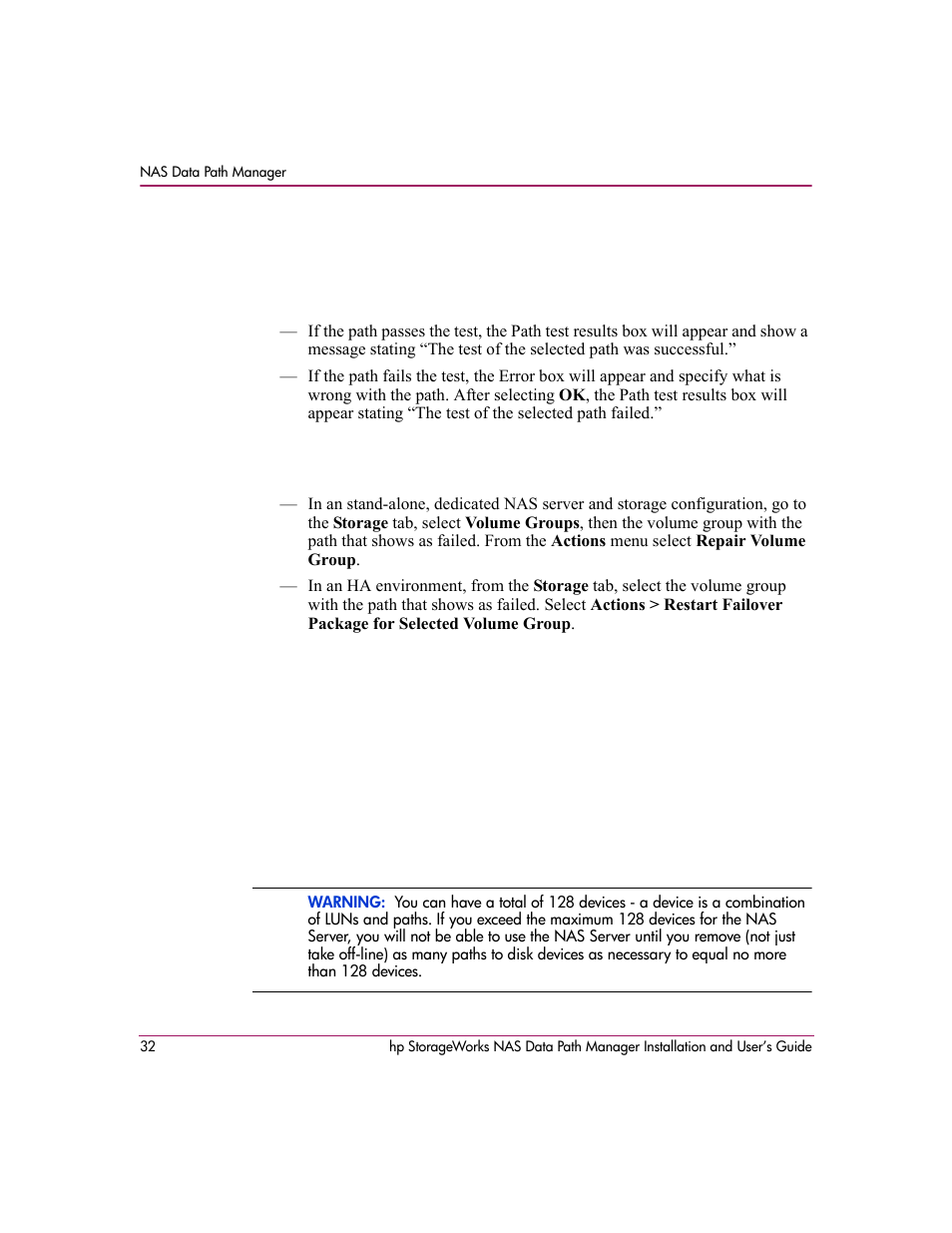 HP StorageWorks NAS Data Path Manager Software User Manual | Page 32 / 42