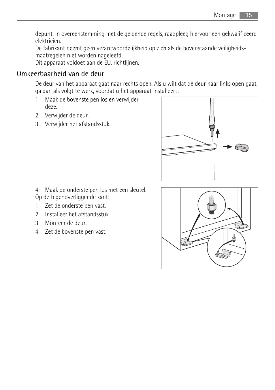 Omkeerbaarheid van de deur | AEG SKS51040S0 User Manual | Page 15 / 92