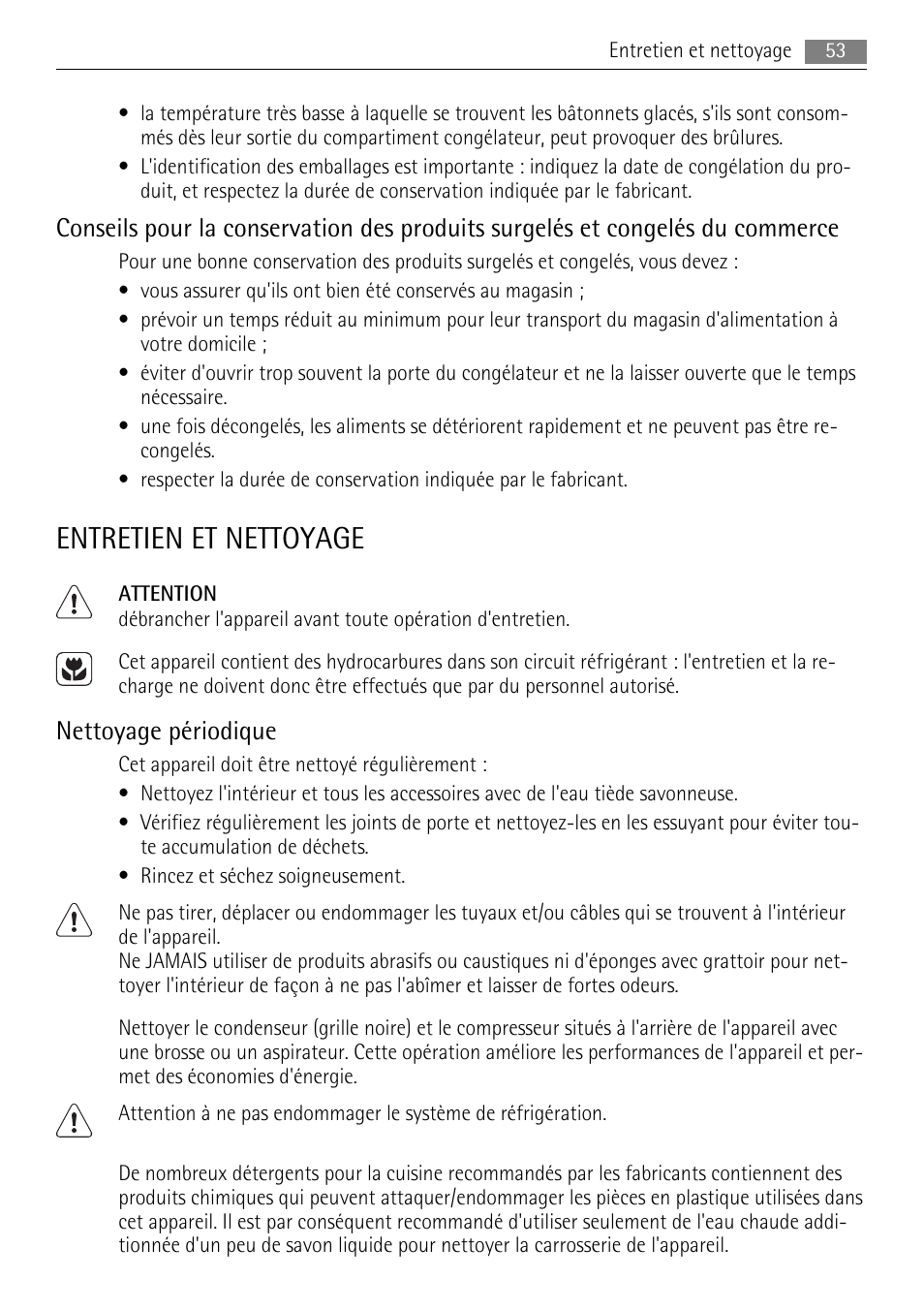 Entretien et nettoyage, Nettoyage périodique | AEG SKS51040S0 User Manual | Page 53 / 92