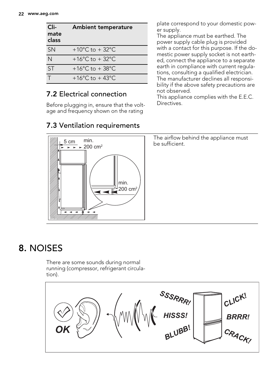 Noises | AEG SKS51200F0 User Manual | Page 22 / 64