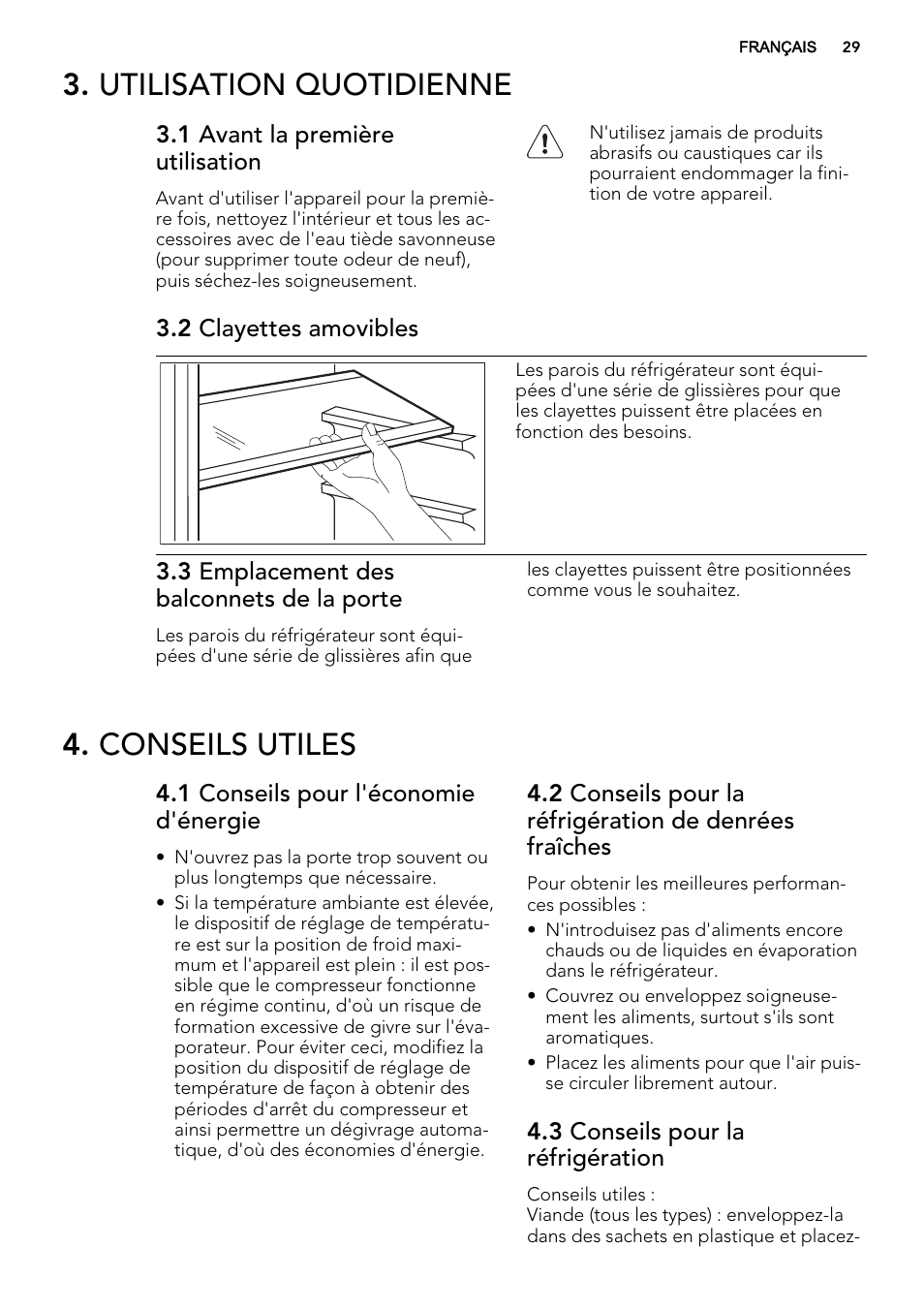 Utilisation quotidienne, Conseils utiles | AEG SKS51200F0 User Manual | Page 29 / 64