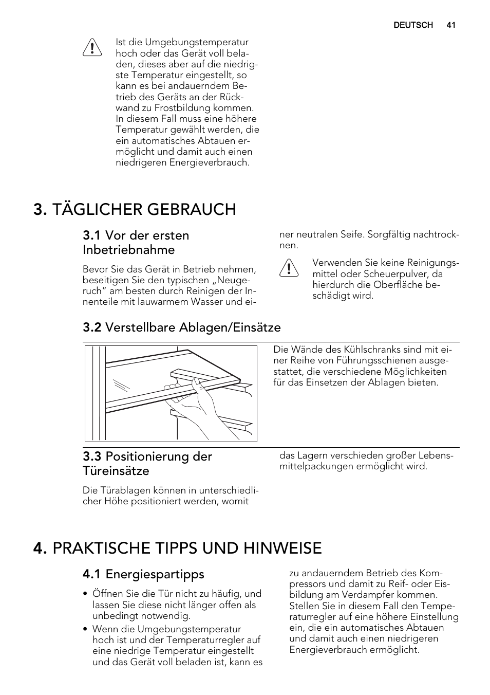 Täglicher gebrauch, Praktische tipps und hinweise | AEG SKS51200F0 User Manual | Page 41 / 64