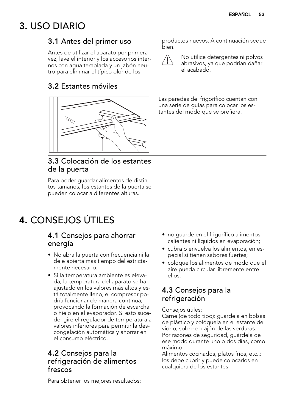 Uso diario, Consejos útiles | AEG SKS51200F0 User Manual | Page 53 / 64