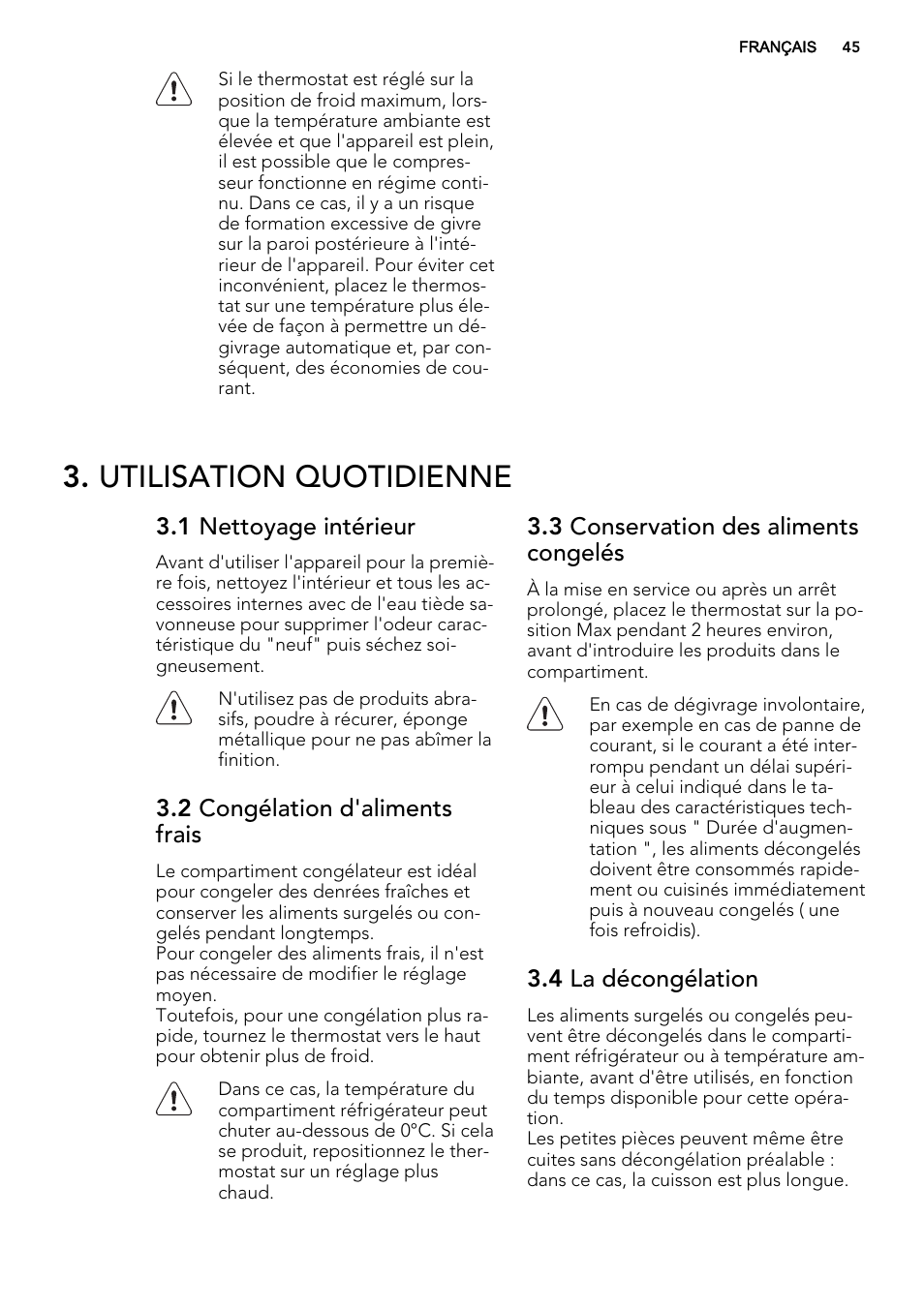 Utilisation quotidienne | AEG SKS51240S0 User Manual | Page 45 / 84