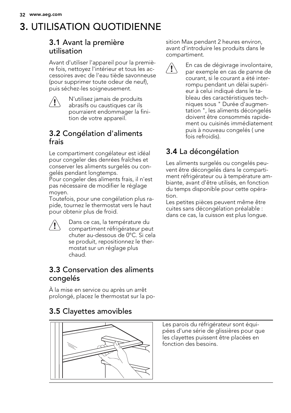 Utilisation quotidienne | AEG SKS51240F0 User Manual | Page 32 / 68