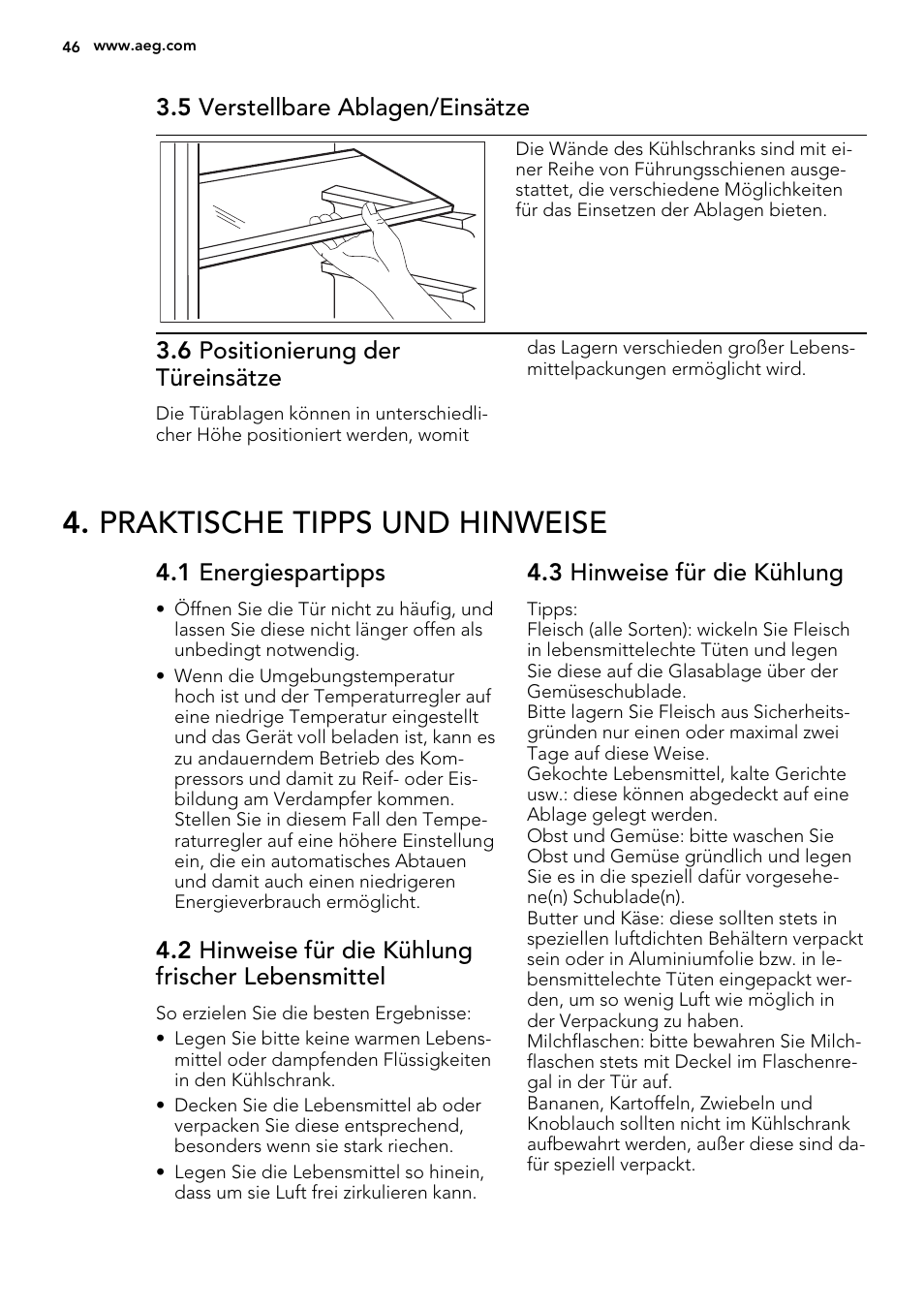 Praktische tipps und hinweise | AEG SKS51240F0 User Manual | Page 46 / 68