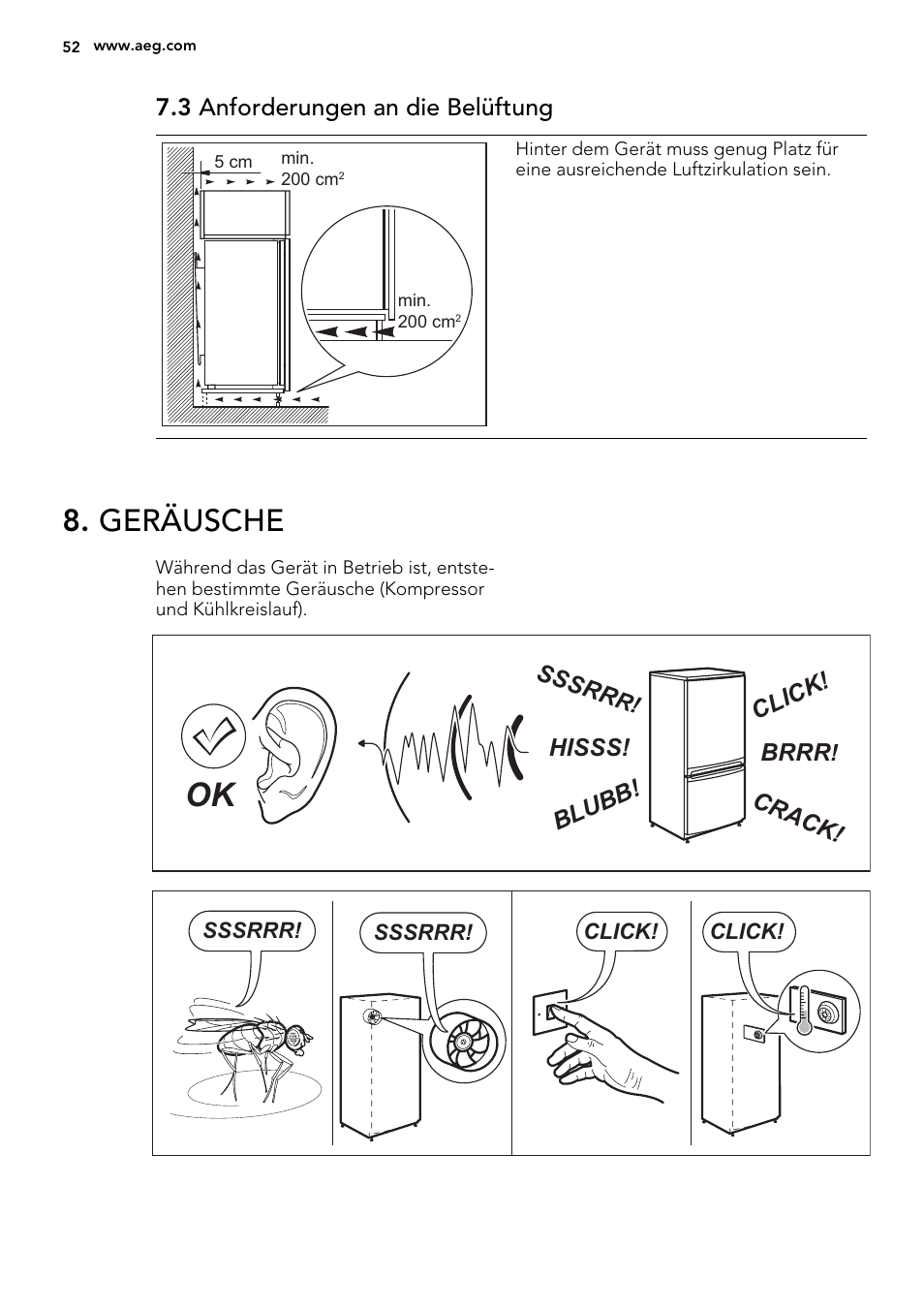 Geräusche | AEG SKS51240F0 User Manual | Page 52 / 68