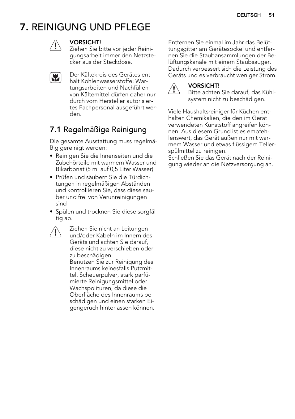 Reinigung und pflege, 1 regelmäßige reinigung | AEG SKS58200F0 User Manual | Page 51 / 60