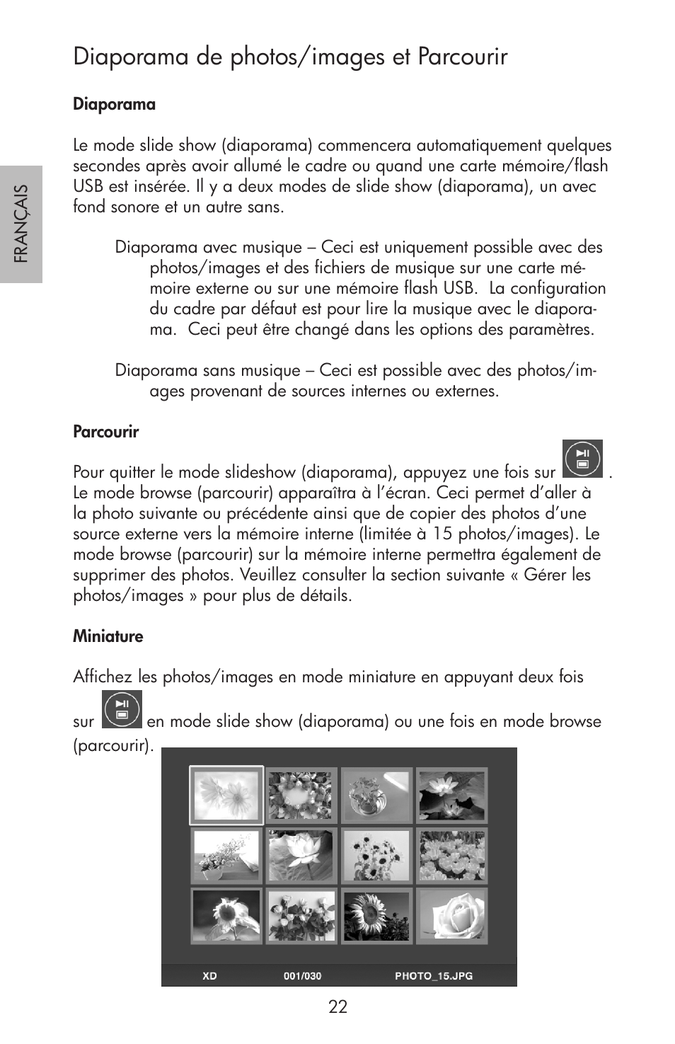 Diaporama de photos/images et parcourir | HP df750 Rahmen für Digitalbilder User Manual | Page 24 / 116