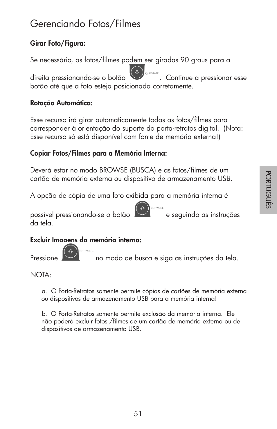 Gerenciando fotos/filmes | HP df750 Rahmen für Digitalbilder User Manual | Page 53 / 116