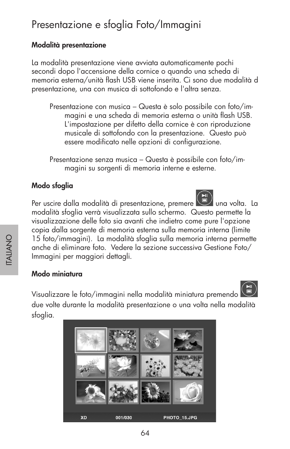 Presentazione e sfoglia foto/immagini | HP df750 Rahmen für Digitalbilder User Manual | Page 66 / 116