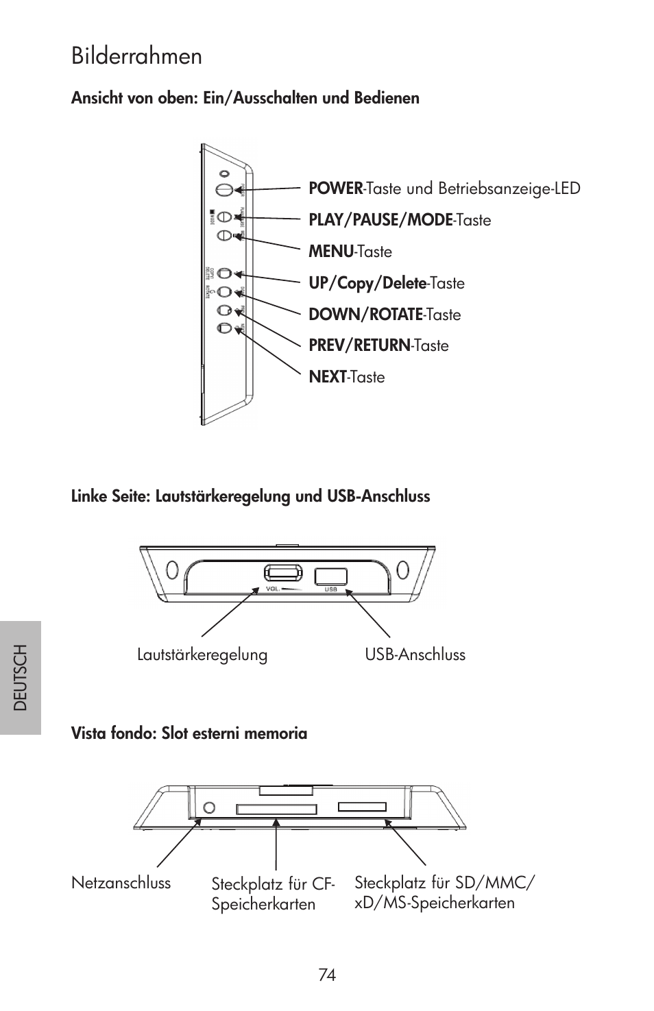 Bilderrahmen | HP df750 Rahmen für Digitalbilder User Manual | Page 76 / 116