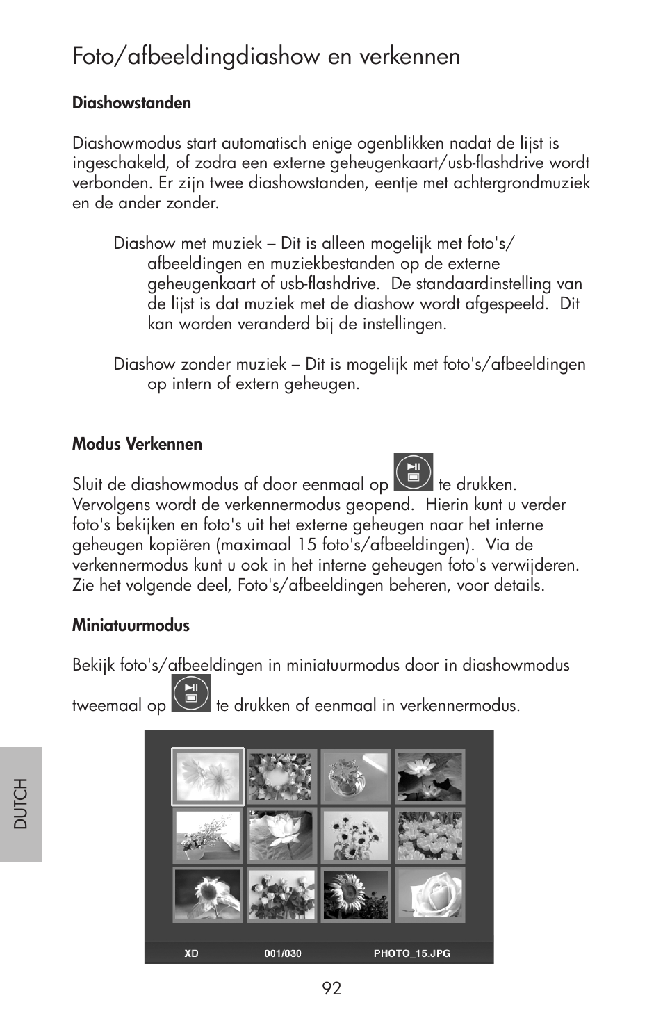 Foto/afbeeldingdiashow en verkennen | HP df750 Rahmen für Digitalbilder User Manual | Page 94 / 116