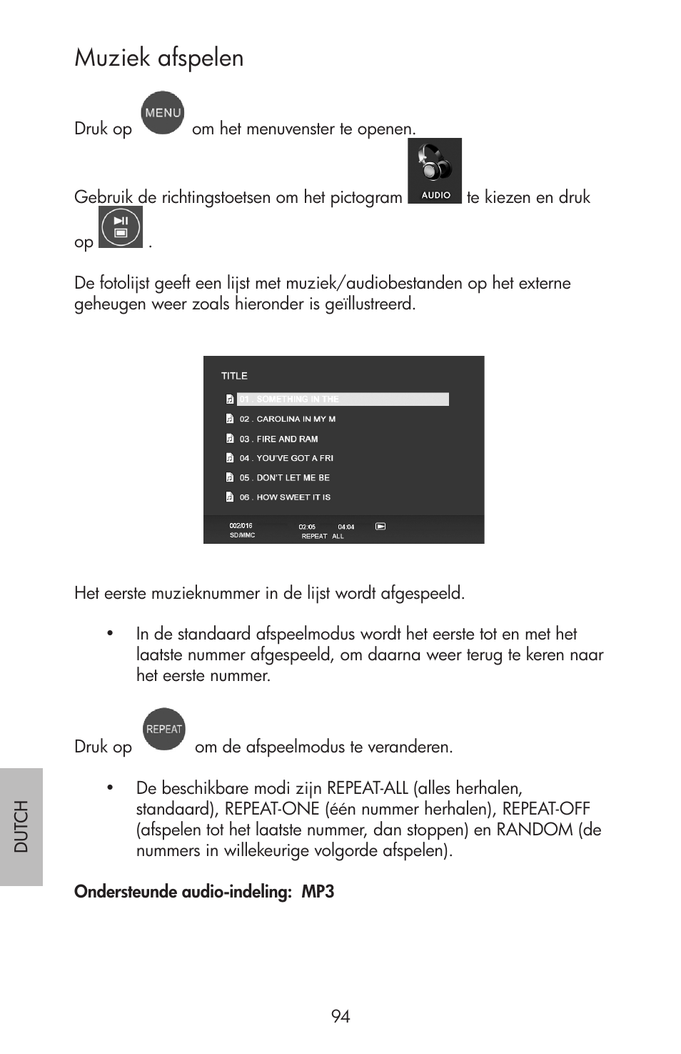 Muziek afspelen | HP df750 Rahmen für Digitalbilder User Manual | Page 96 / 116