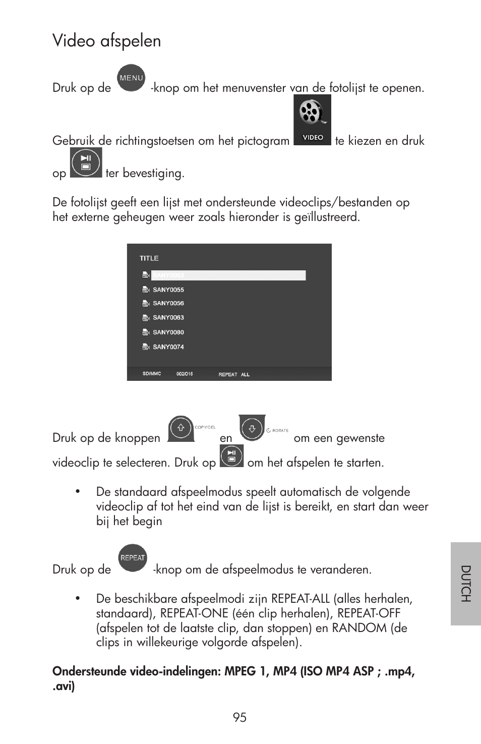 Video afspelen | HP df750 Rahmen für Digitalbilder User Manual | Page 97 / 116