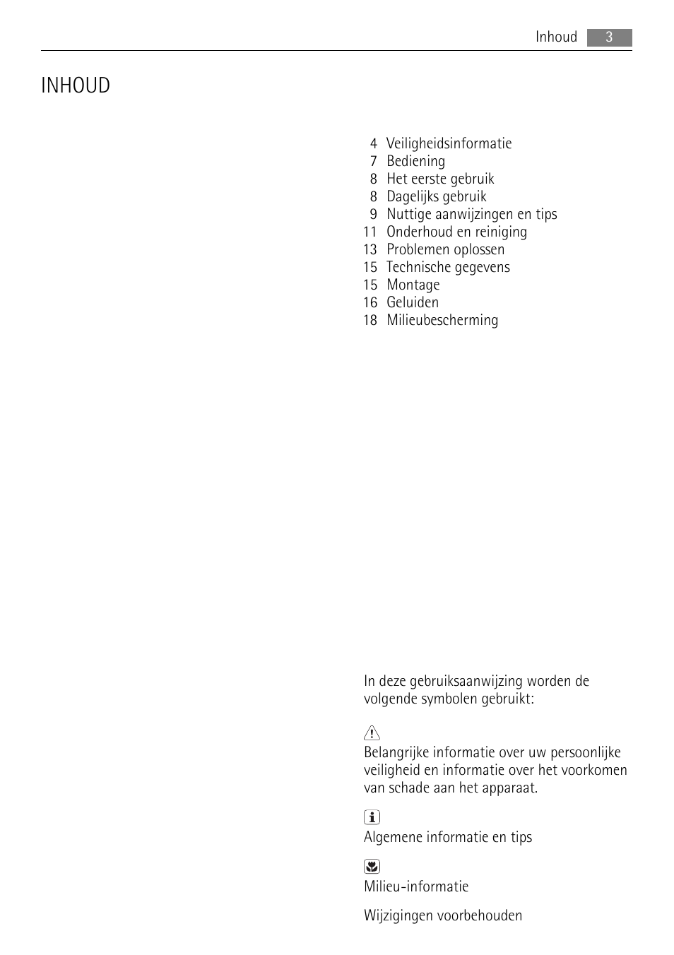 Inhoud | AEG SKS58840E0 User Manual | Page 3 / 72