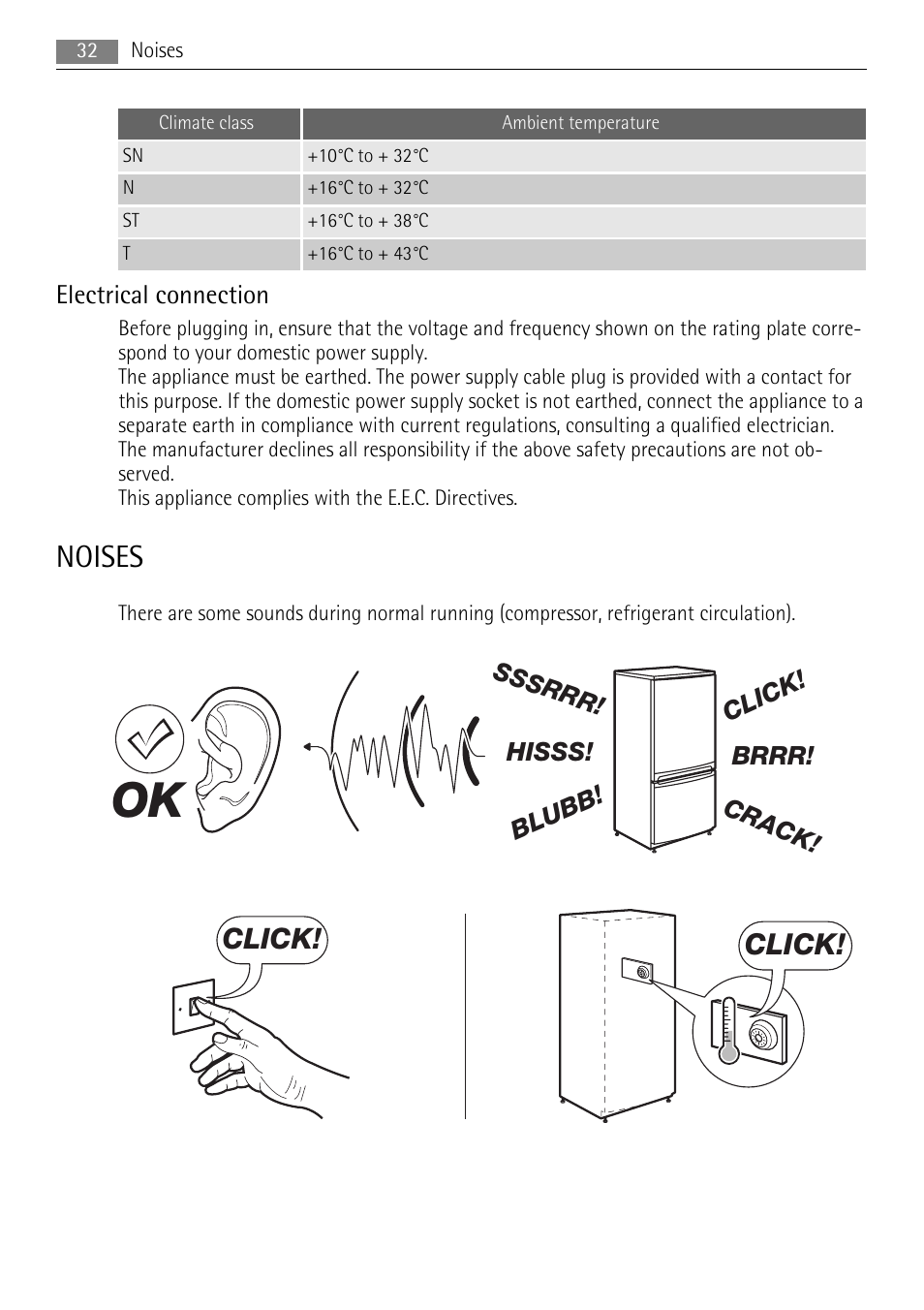 Noises, Click | AEG SKS58840E0 User Manual | Page 32 / 72