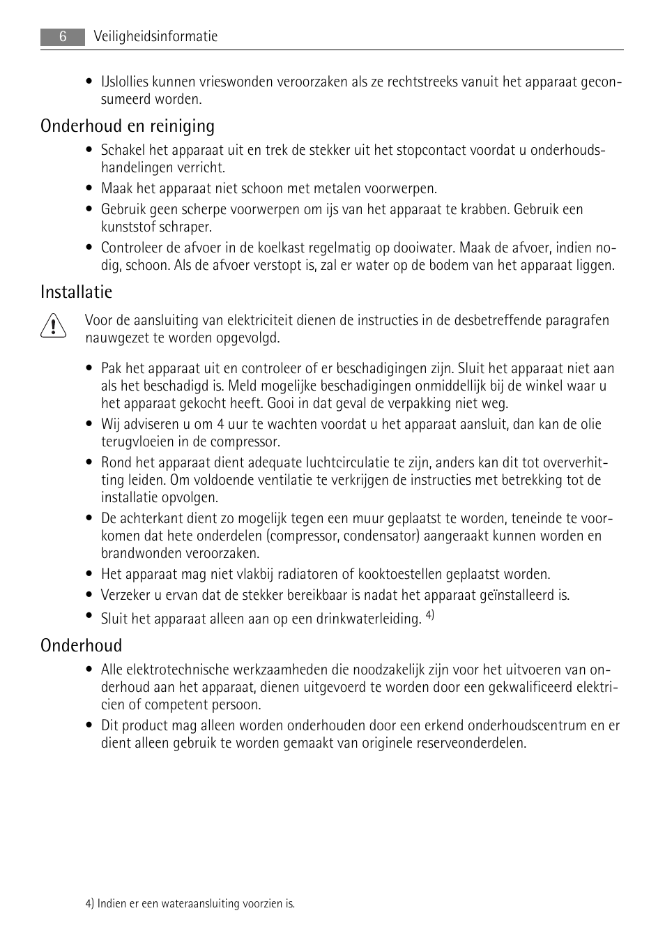 Onderhoud en reiniging, Installatie, Onderhoud | AEG SKS58840E0 User Manual | Page 6 / 72