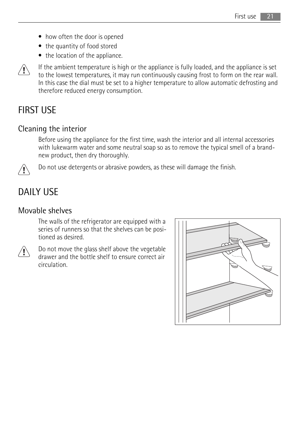 First use, Daily use | AEG SKS58800X0 User Manual | Page 21 / 60