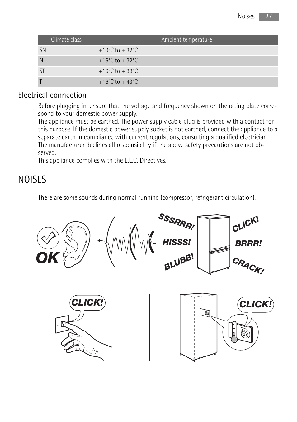 Noises, Click | AEG SKS58800X0 User Manual | Page 27 / 60