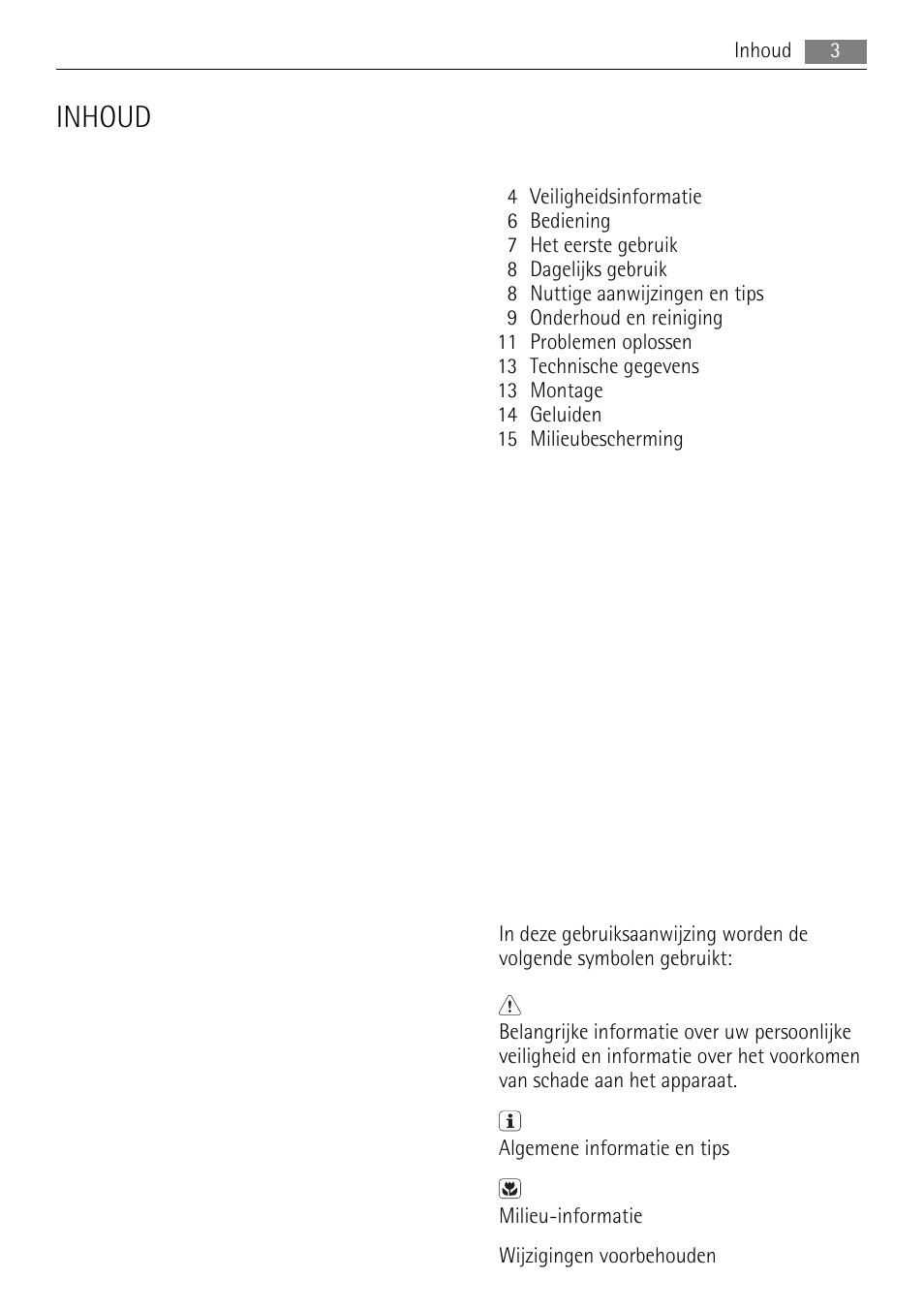 Inhoud | AEG SKS58800X0 User Manual | Page 3 / 60