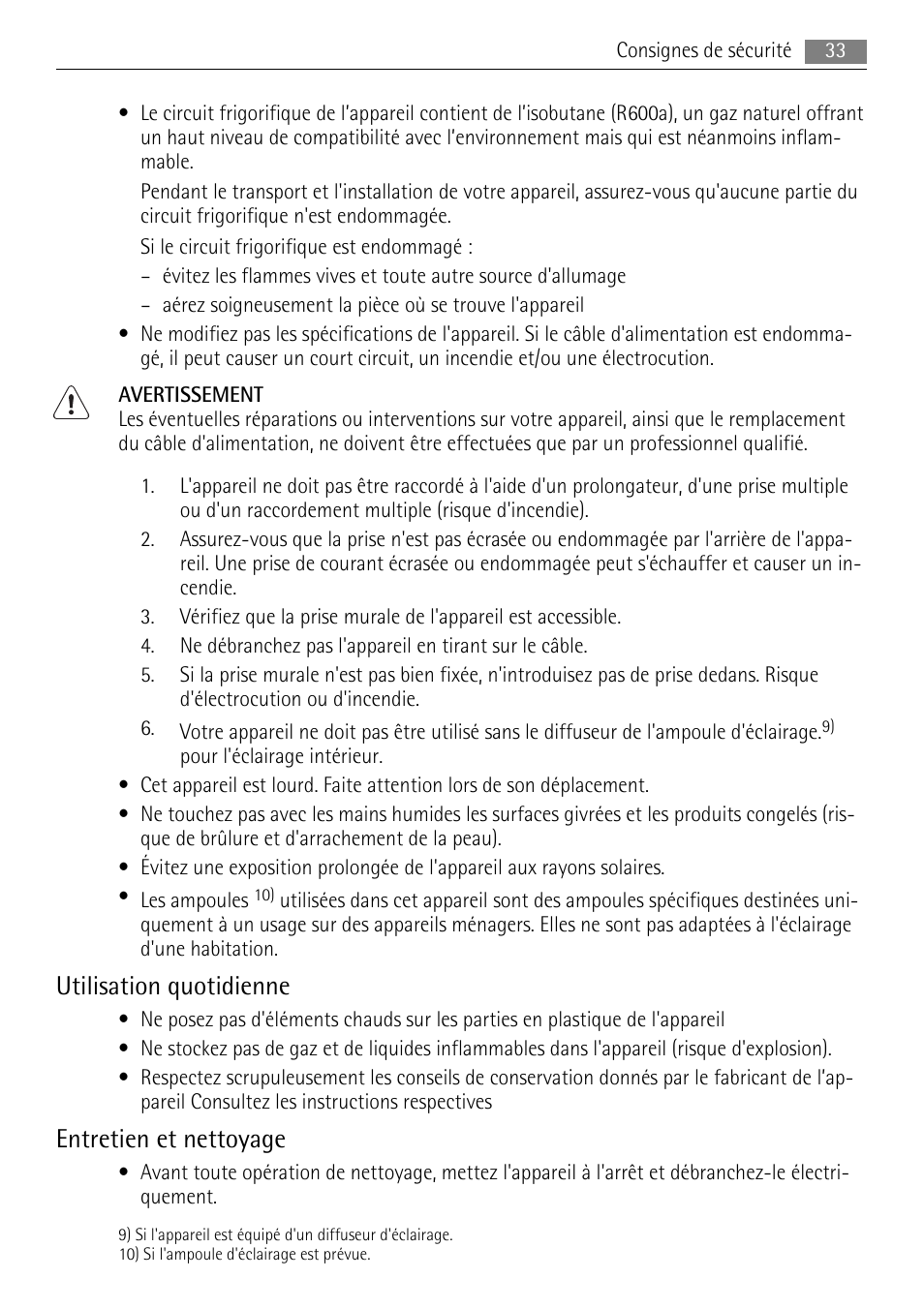 Utilisation quotidienne, Entretien et nettoyage | AEG SKS58800X0 User Manual | Page 33 / 60