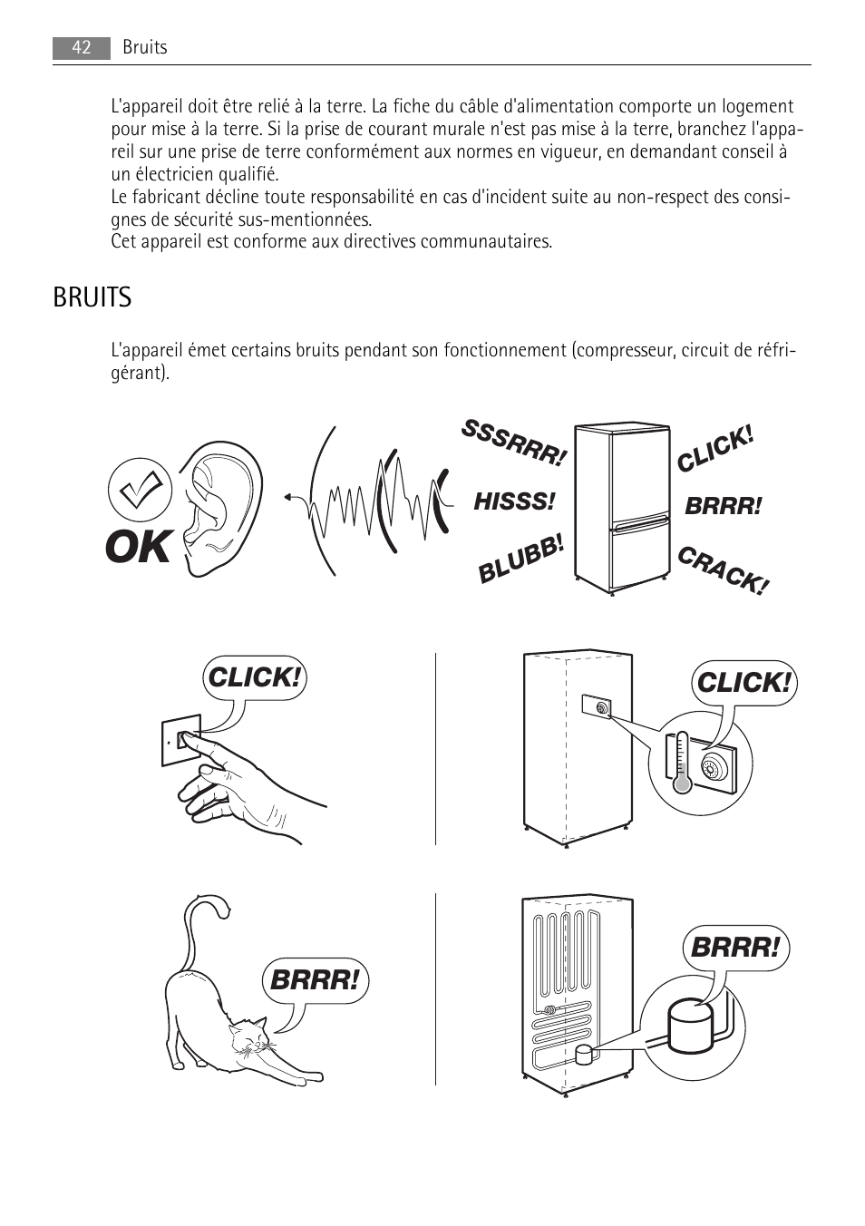 Bruits, Click, Brrr | AEG SKS58800X0 User Manual | Page 42 / 60