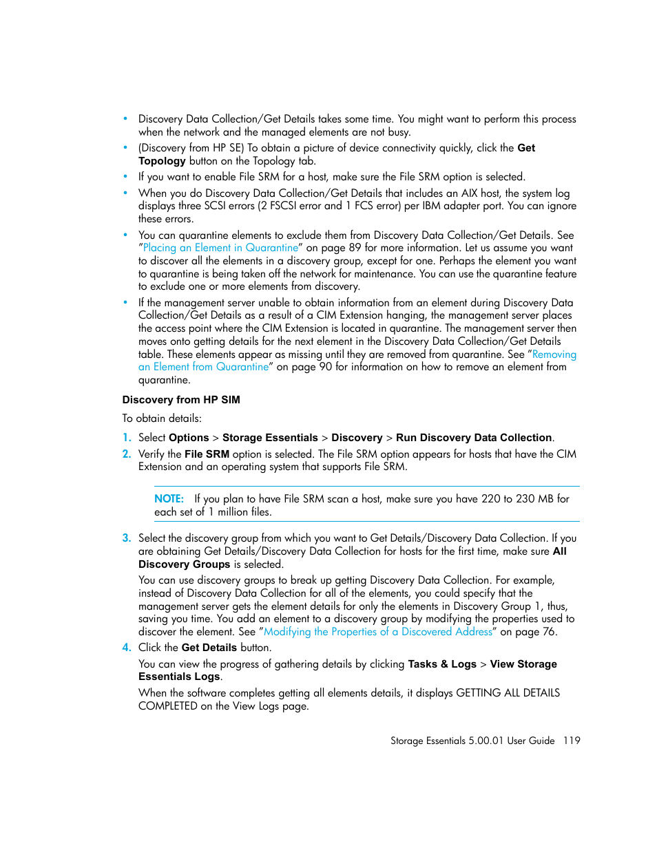 Discovery from hp sim | HP Storage Essentials NAS Manager Software User Manual | Page 149 / 702