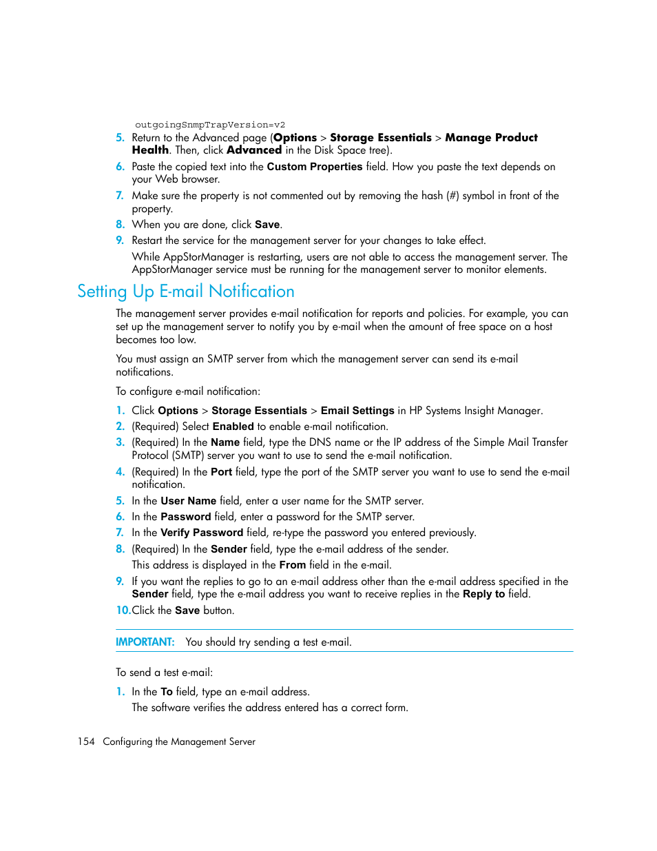 Setting up e-mail notification | HP Storage Essentials NAS Manager Software User Manual | Page 184 / 702