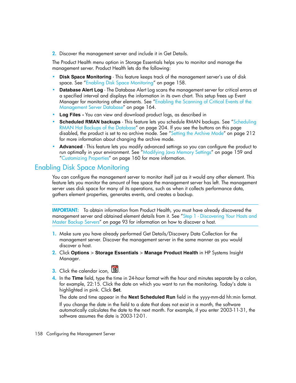 Enabling disk space monitoring | HP Storage Essentials NAS Manager Software User Manual | Page 188 / 702