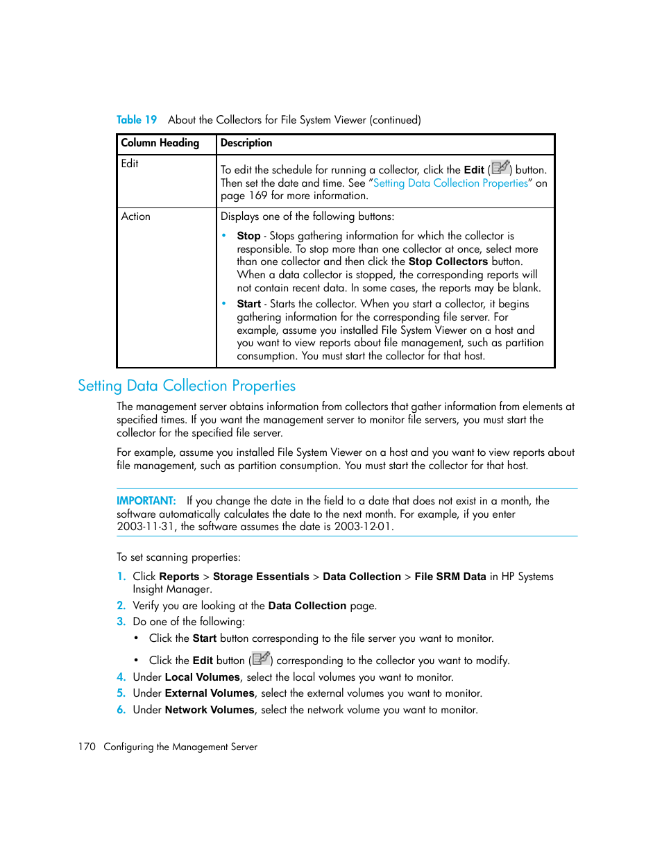 Setting data collection properties | HP Storage Essentials NAS Manager Software User Manual | Page 200 / 702