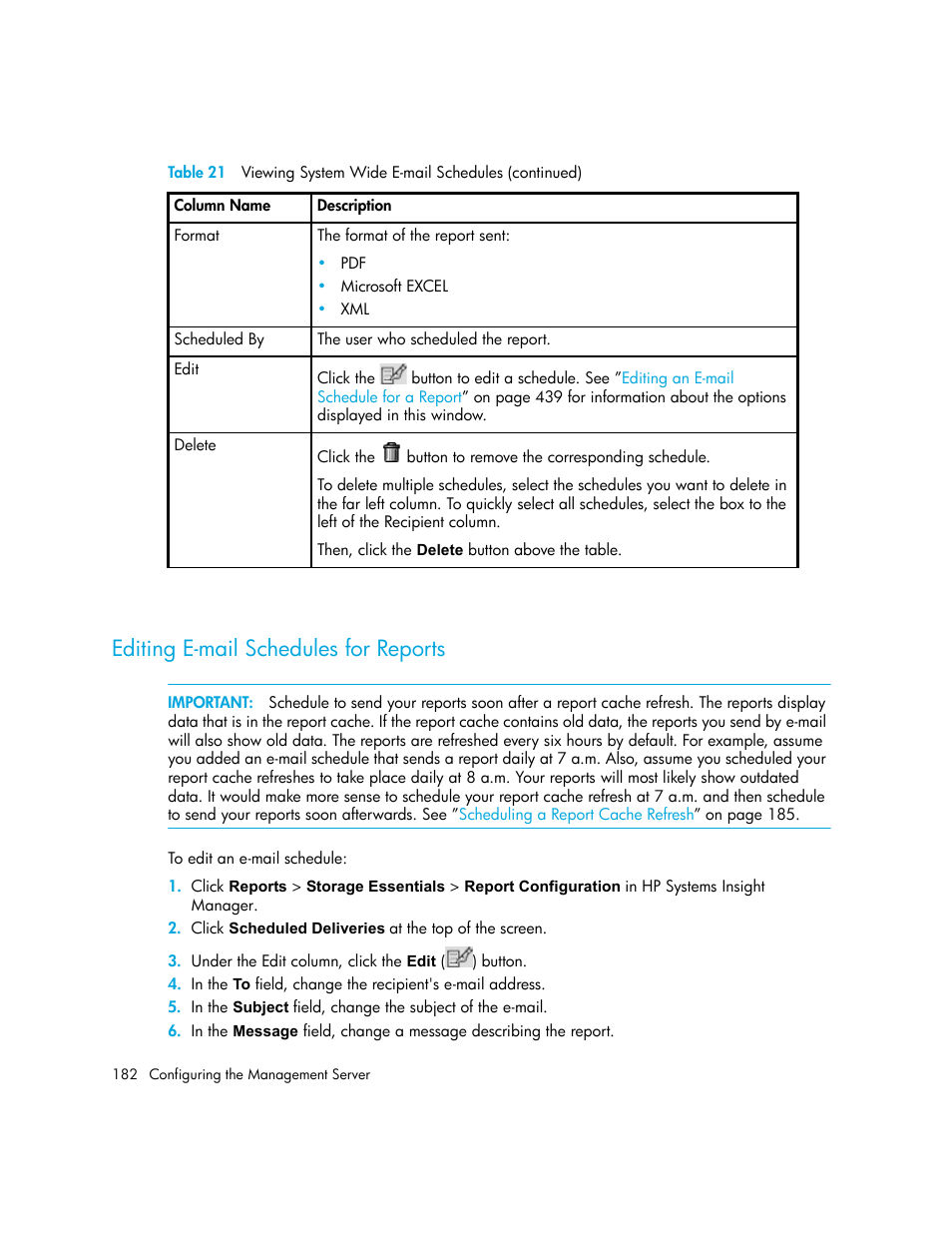 Editing e-mail schedules for reports | HP Storage Essentials NAS Manager Software User Manual | Page 212 / 702