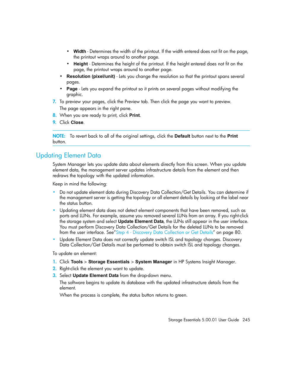 Updating element data | HP Storage Essentials NAS Manager Software User Manual | Page 275 / 702