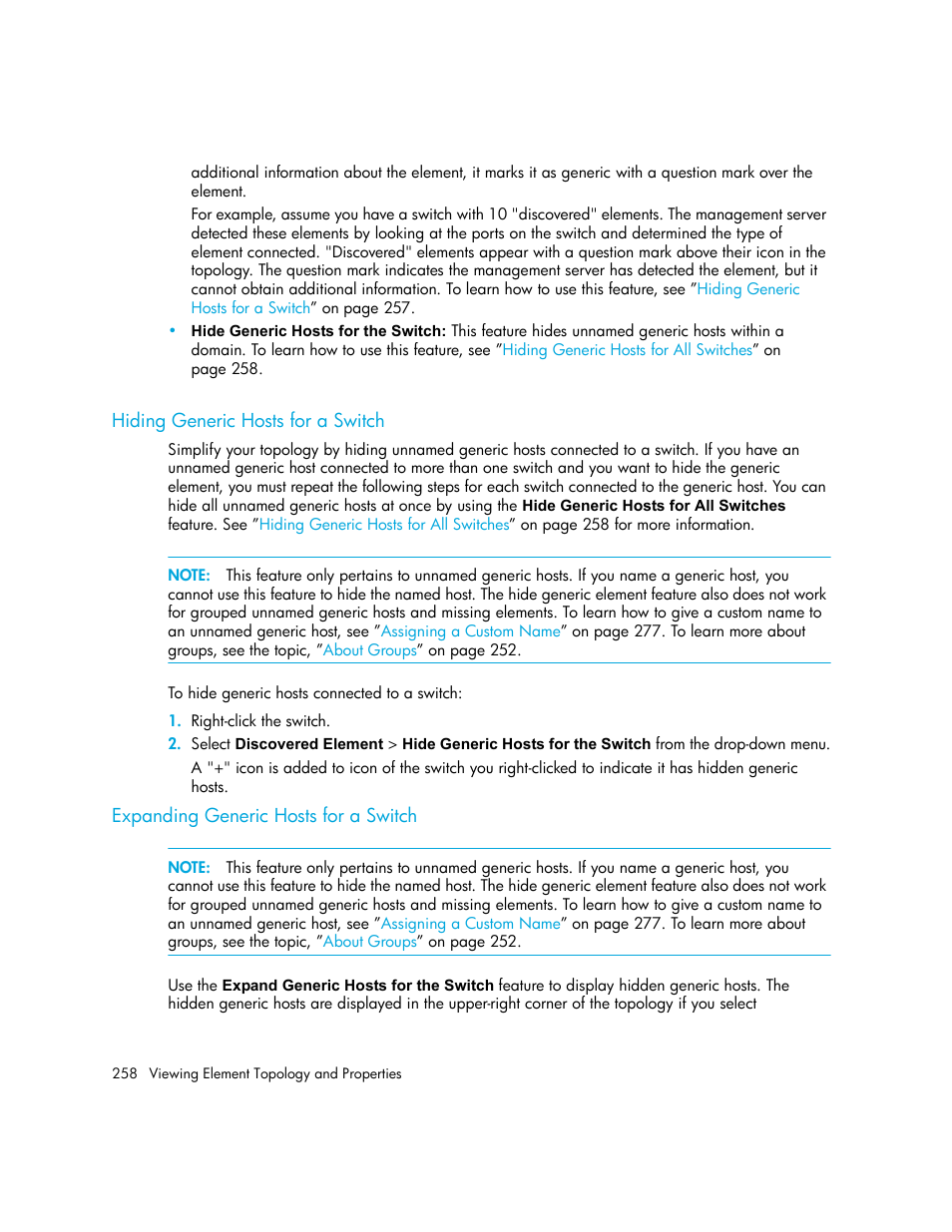 Hiding generic hosts for a switch, Expanding generic hosts for a switch, Expanding generic | Hosts for a switch | HP Storage Essentials NAS Manager Software User Manual | Page 288 / 702