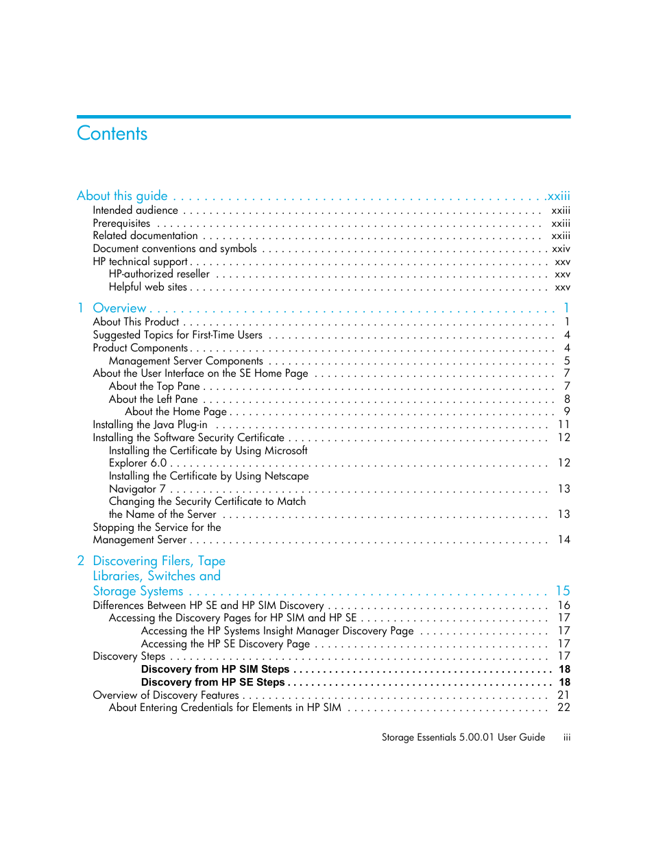 HP Storage Essentials NAS Manager Software User Manual | Page 3 / 702