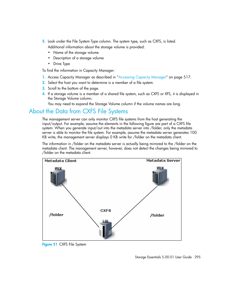 About the data from cxfs file systems, 51 cxfs file system | HP Storage Essentials NAS Manager Software User Manual | Page 325 / 702