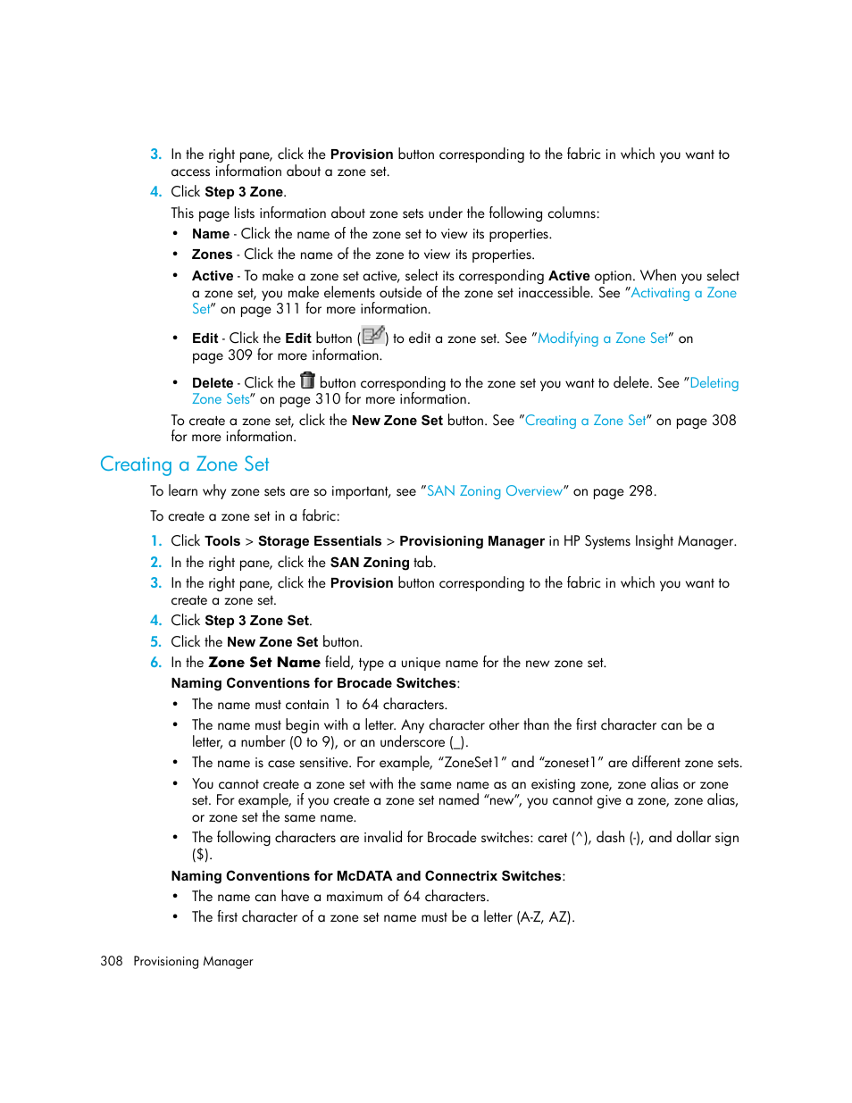 Creating a zone set | HP Storage Essentials NAS Manager Software User Manual | Page 338 / 702