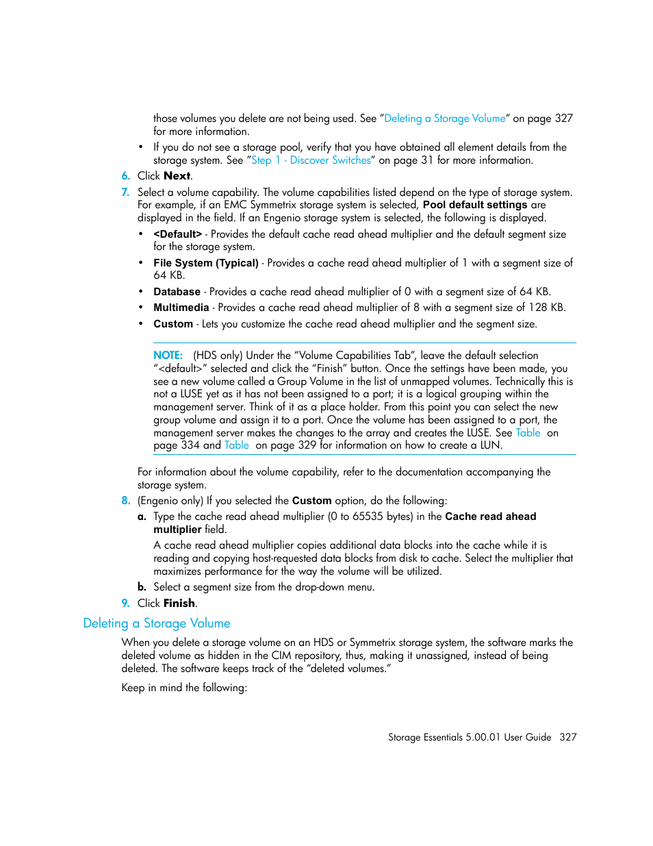 Deleting a storage volume | HP Storage Essentials NAS Manager Software User Manual | Page 357 / 702