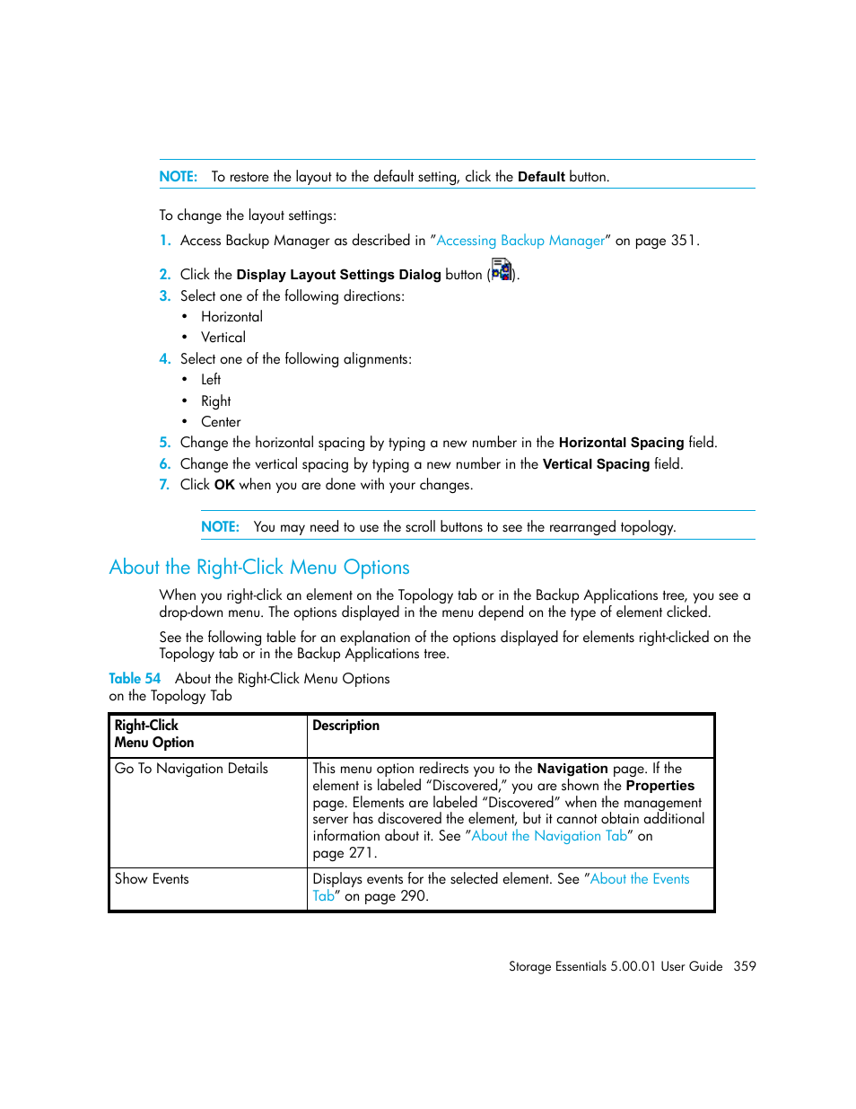 About the right-click menu options, 54 about the right-click menu options, On the topology tab359 | HP Storage Essentials NAS Manager Software User Manual | Page 389 / 702