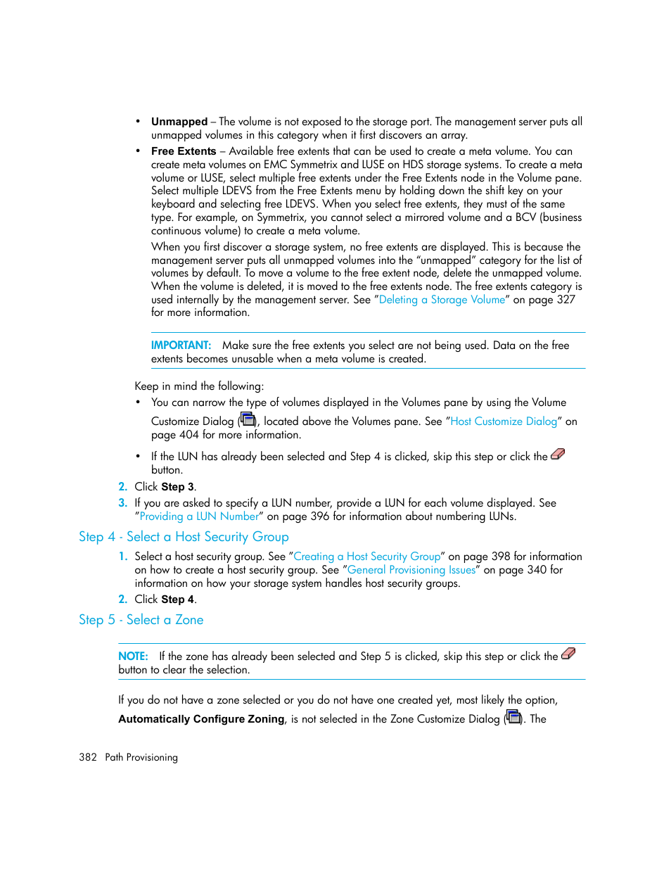 Step 4 - select a host security group, Step 5 - select a zone | HP Storage Essentials NAS Manager Software User Manual | Page 412 / 702