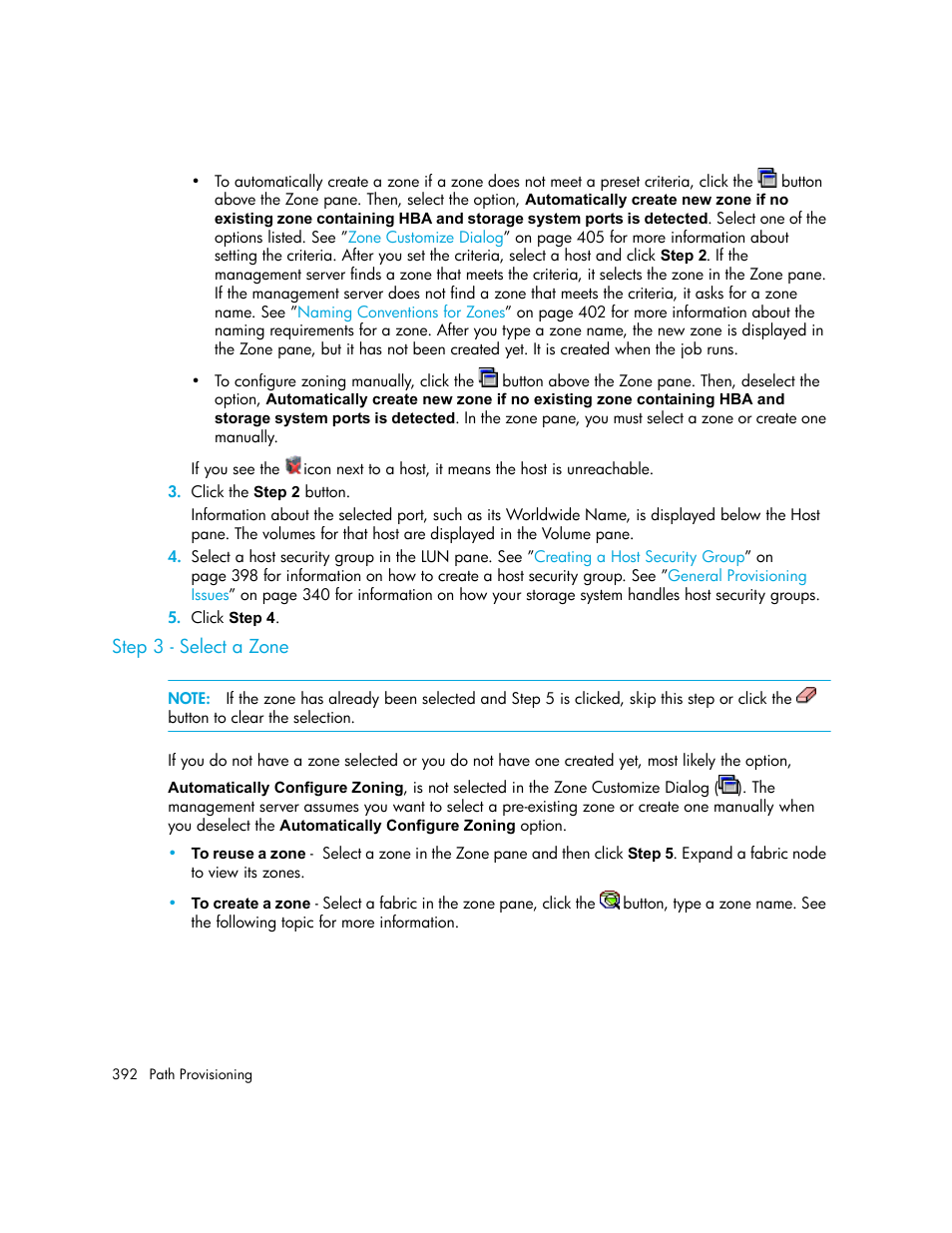 Step 3 - select a zone | HP Storage Essentials NAS Manager Software User Manual | Page 422 / 702