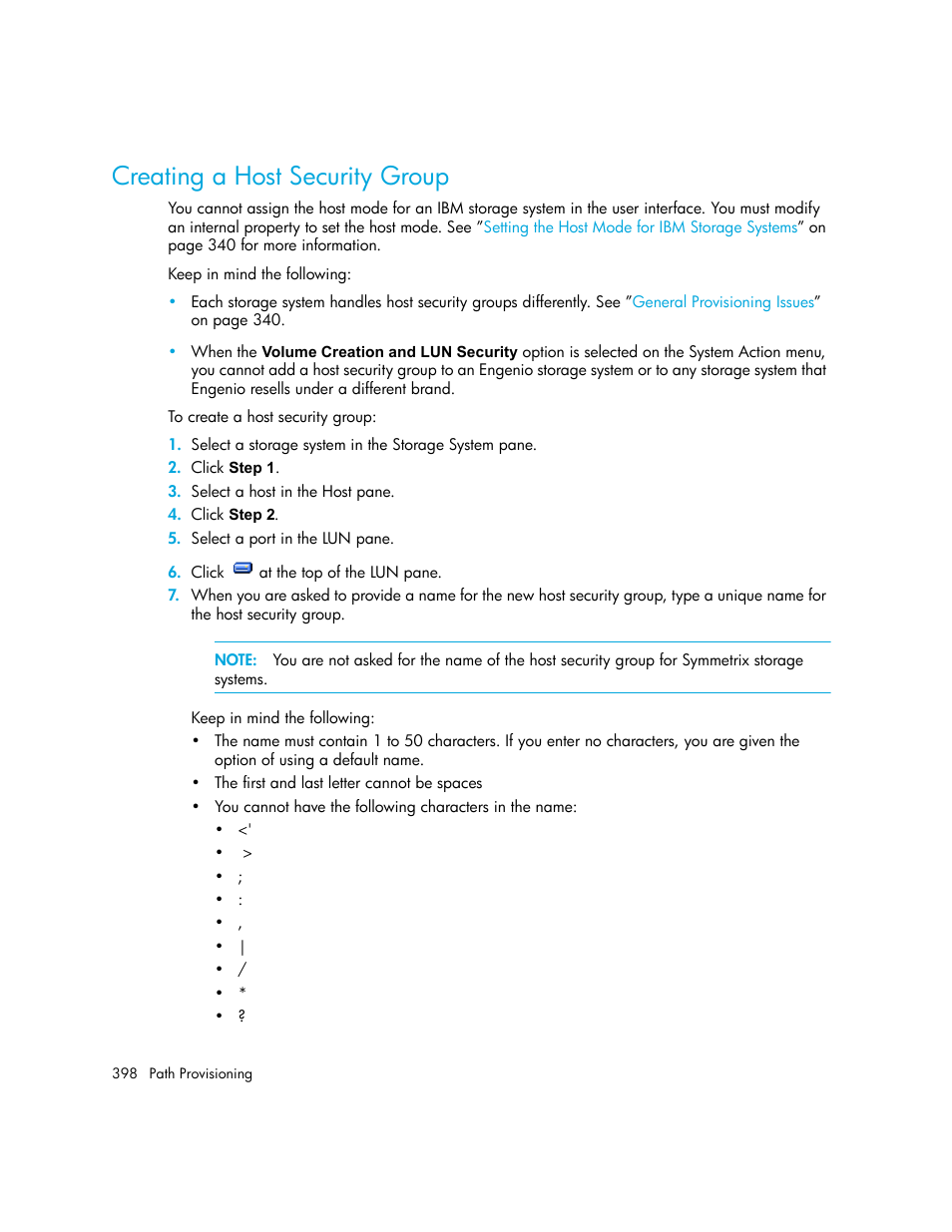 Creating a host security group | HP Storage Essentials NAS Manager Software User Manual | Page 428 / 702